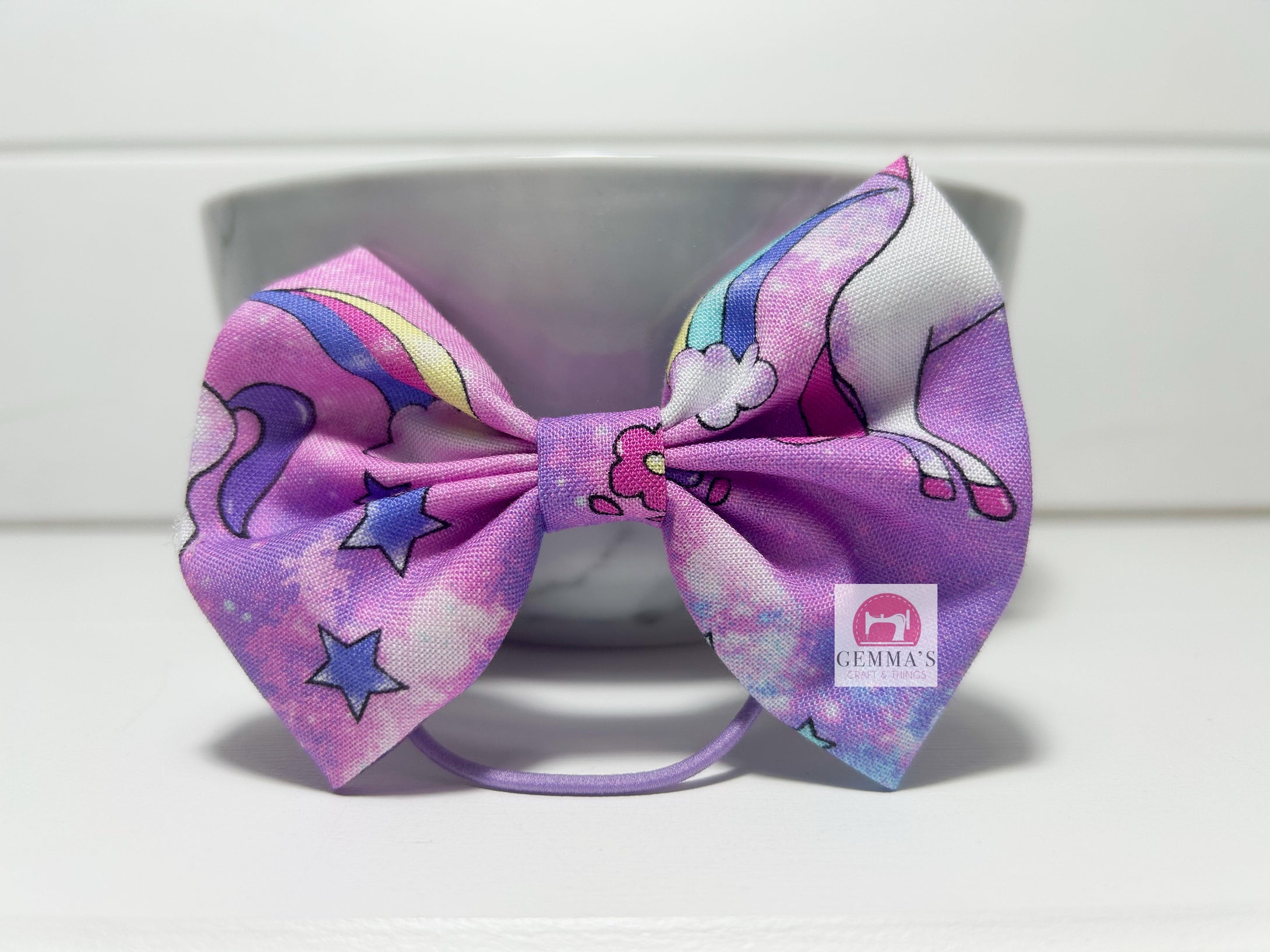 Purple Unicorn Large Bow