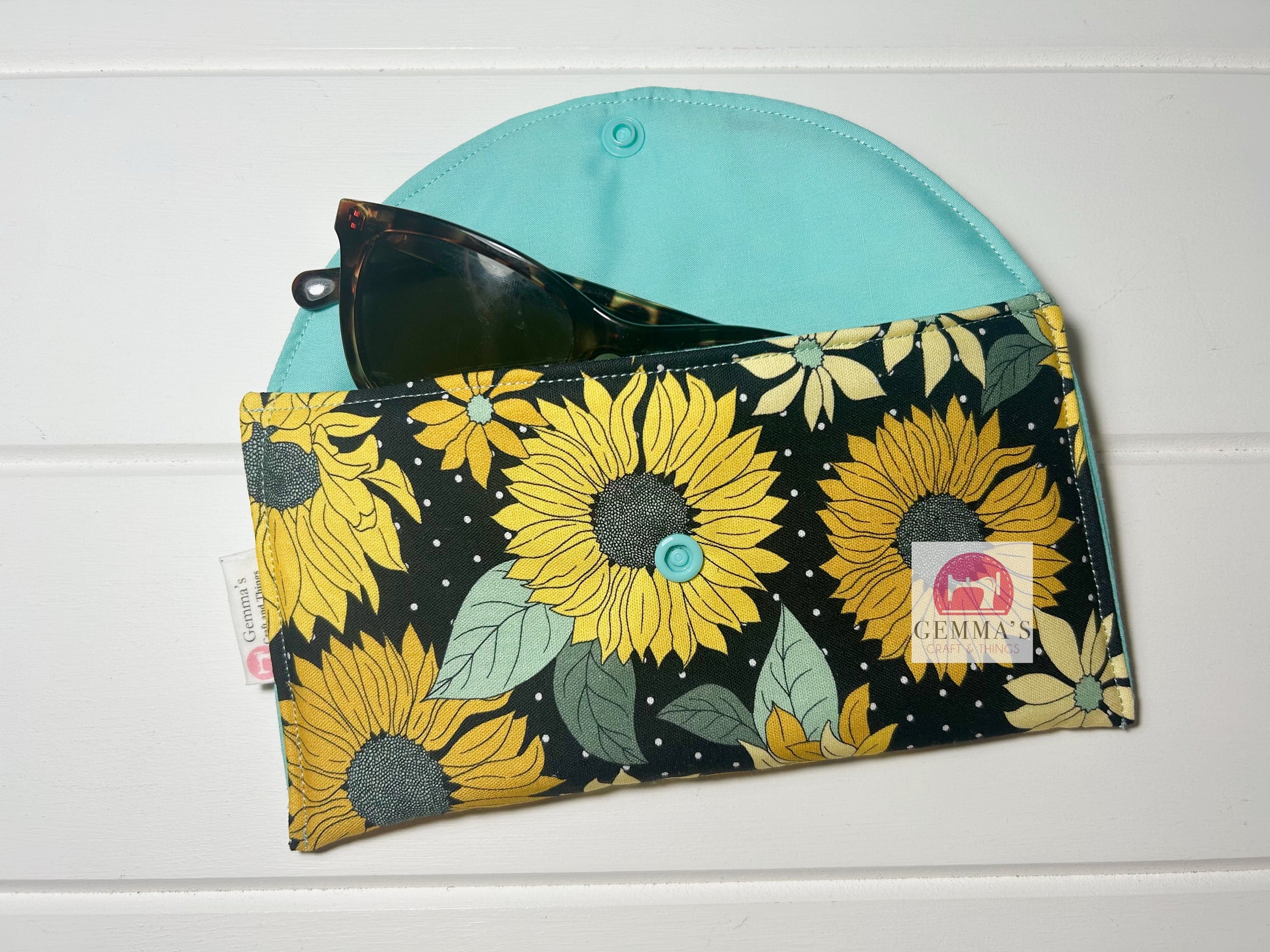 Black Sunflower Glasses Case