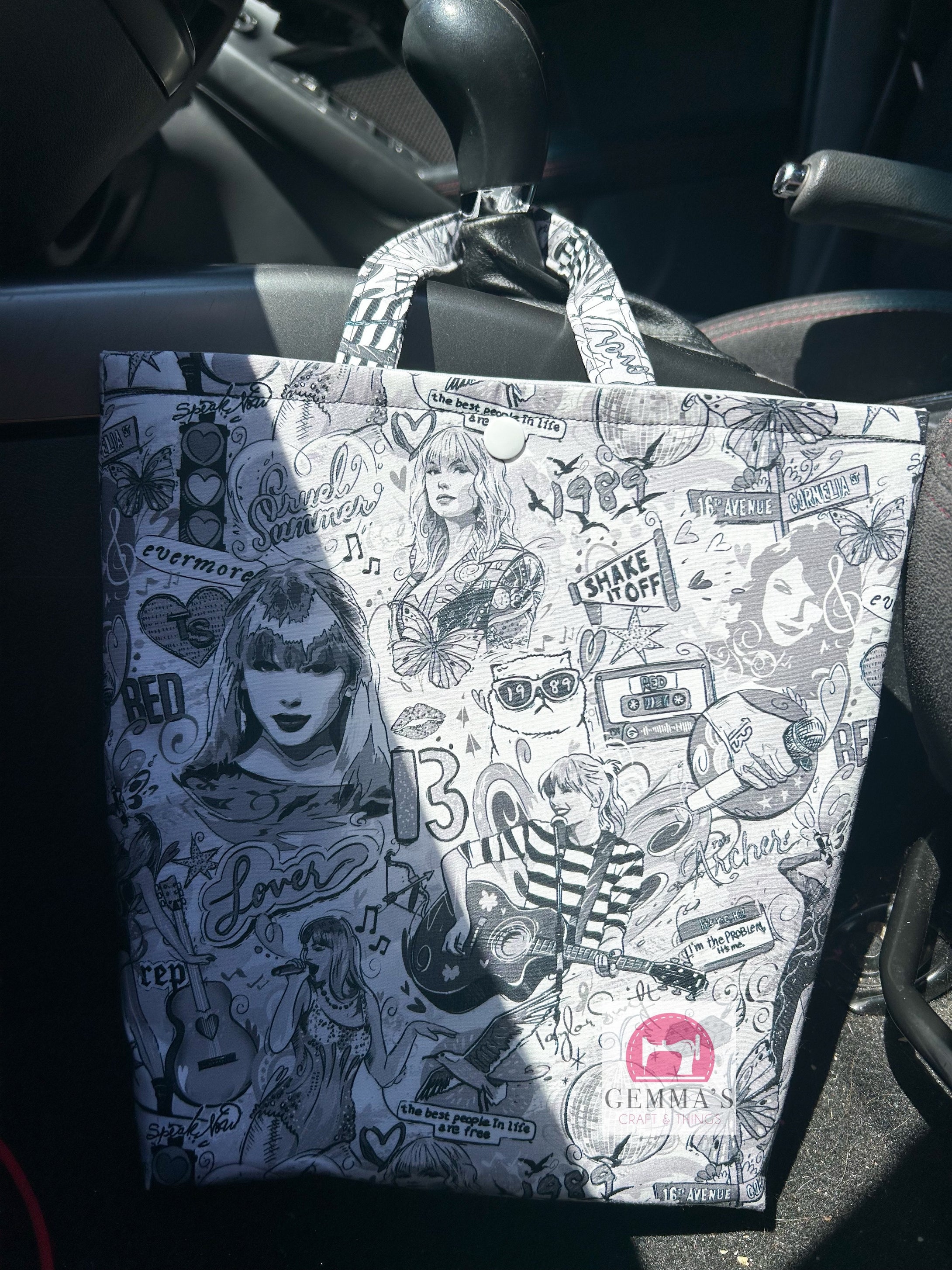 Black and White Swiftie Car Bin Bag