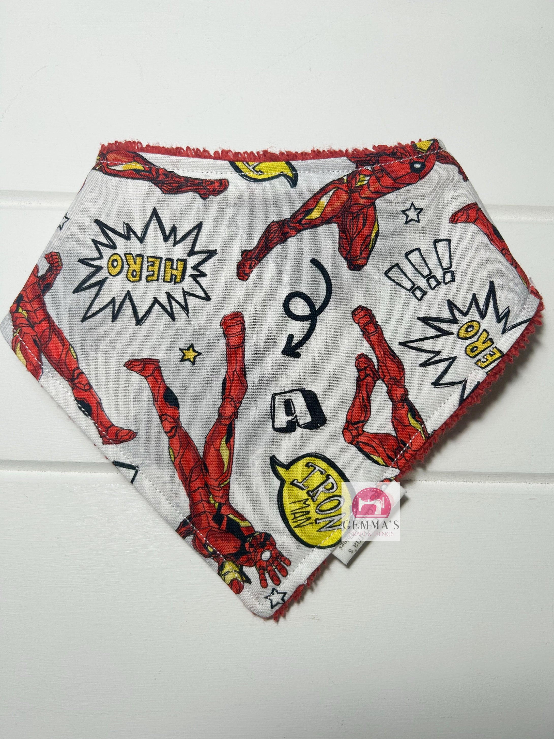 White Superhero Bandanna Bib