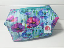 Load image into Gallery viewer, Aqua Floral Quilted Pouch
