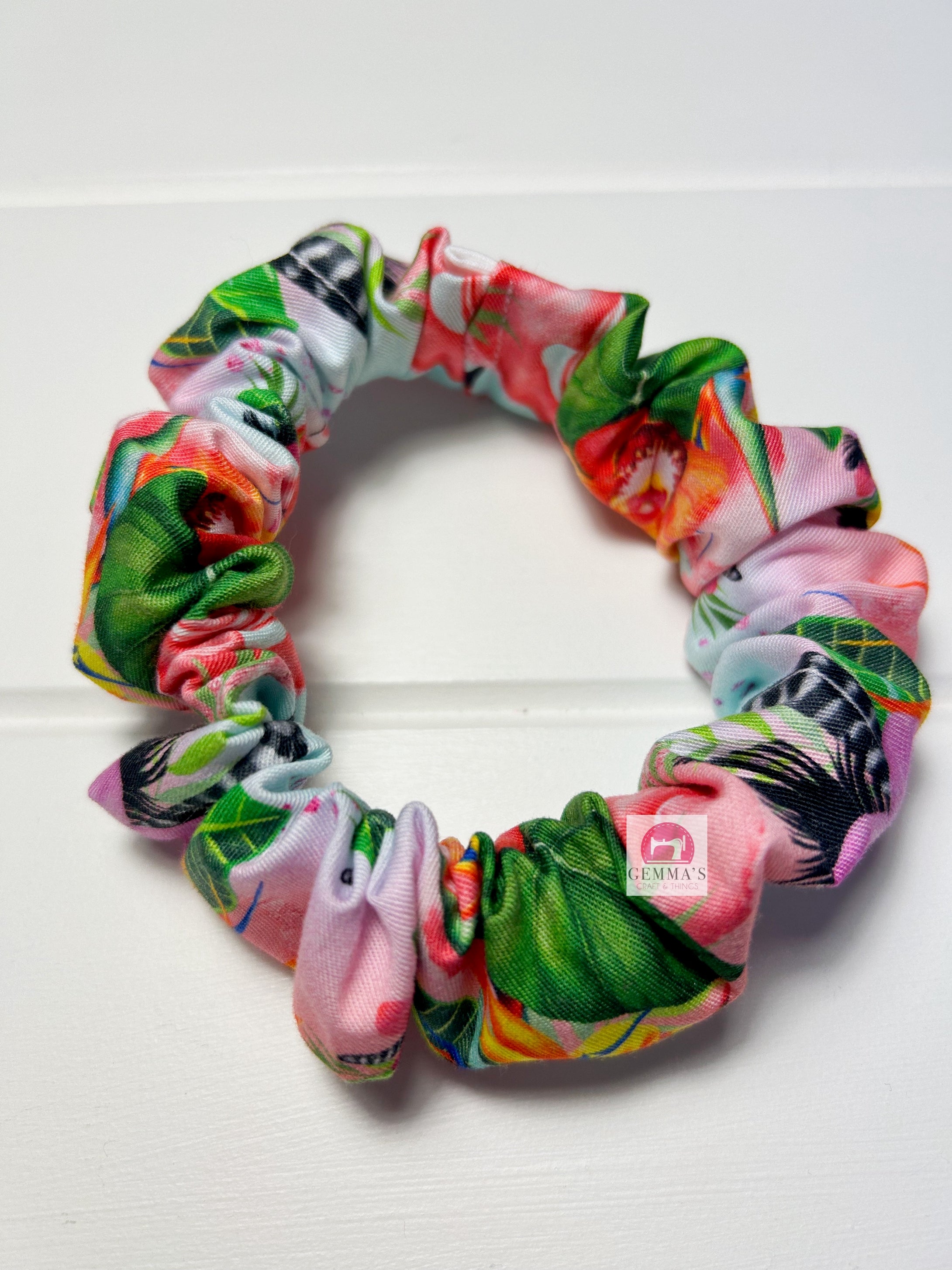 Rainbow Flamingo Scrunchie