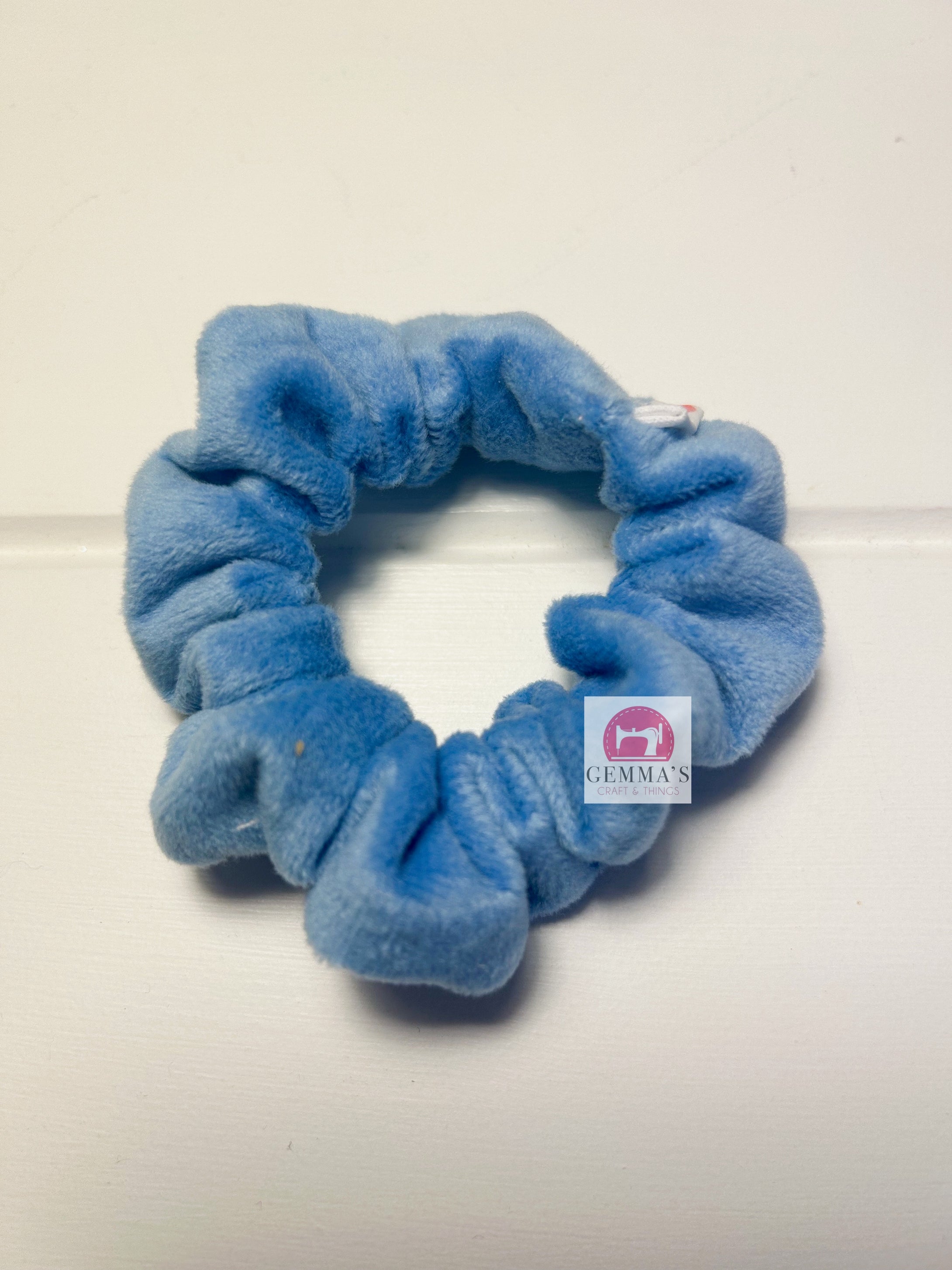 Blue Minky Mini Scrunchie