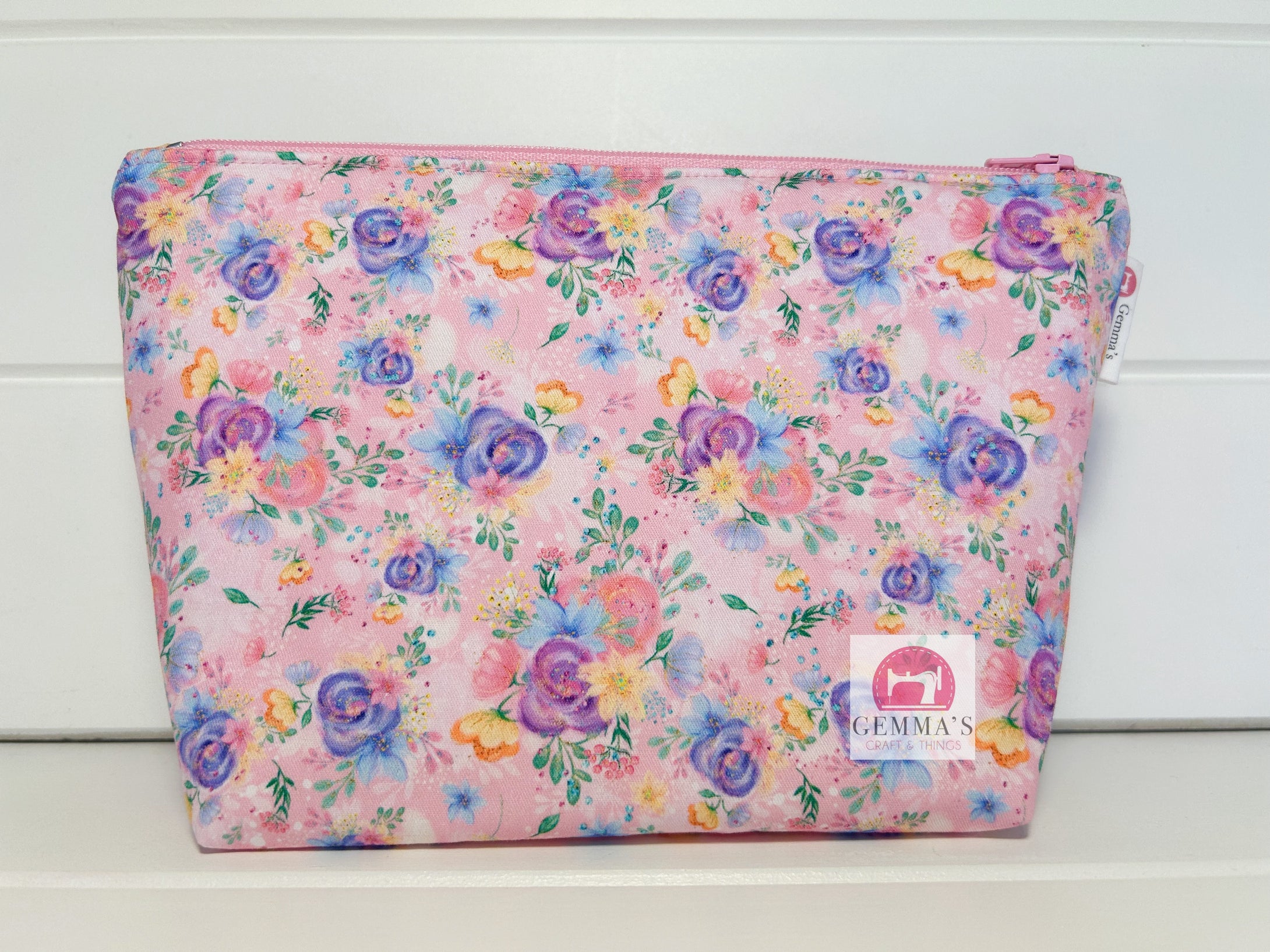 Pastel Floral Zip Up Pouch