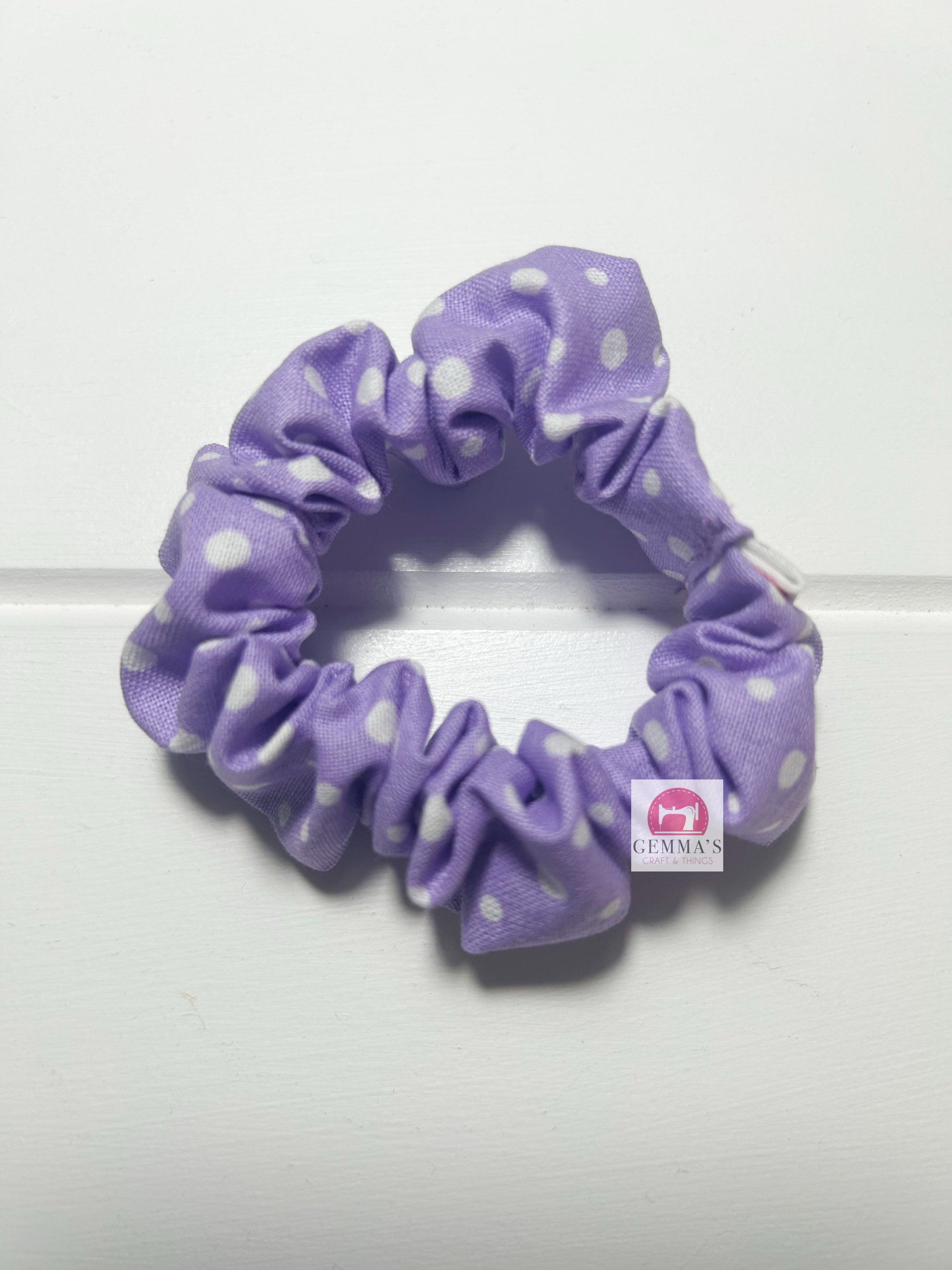 Light Purple Polka Dot Mini Scrunchies