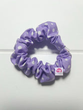Load image into Gallery viewer, Light Purple Polka Dot Mini Scrunchies
