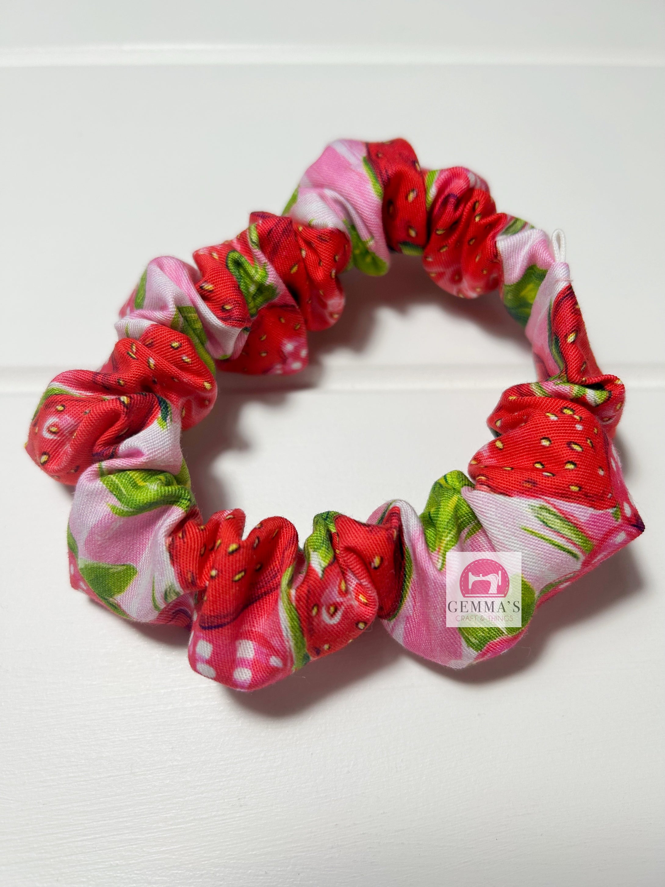 Pink Strawberry Scrunchie
