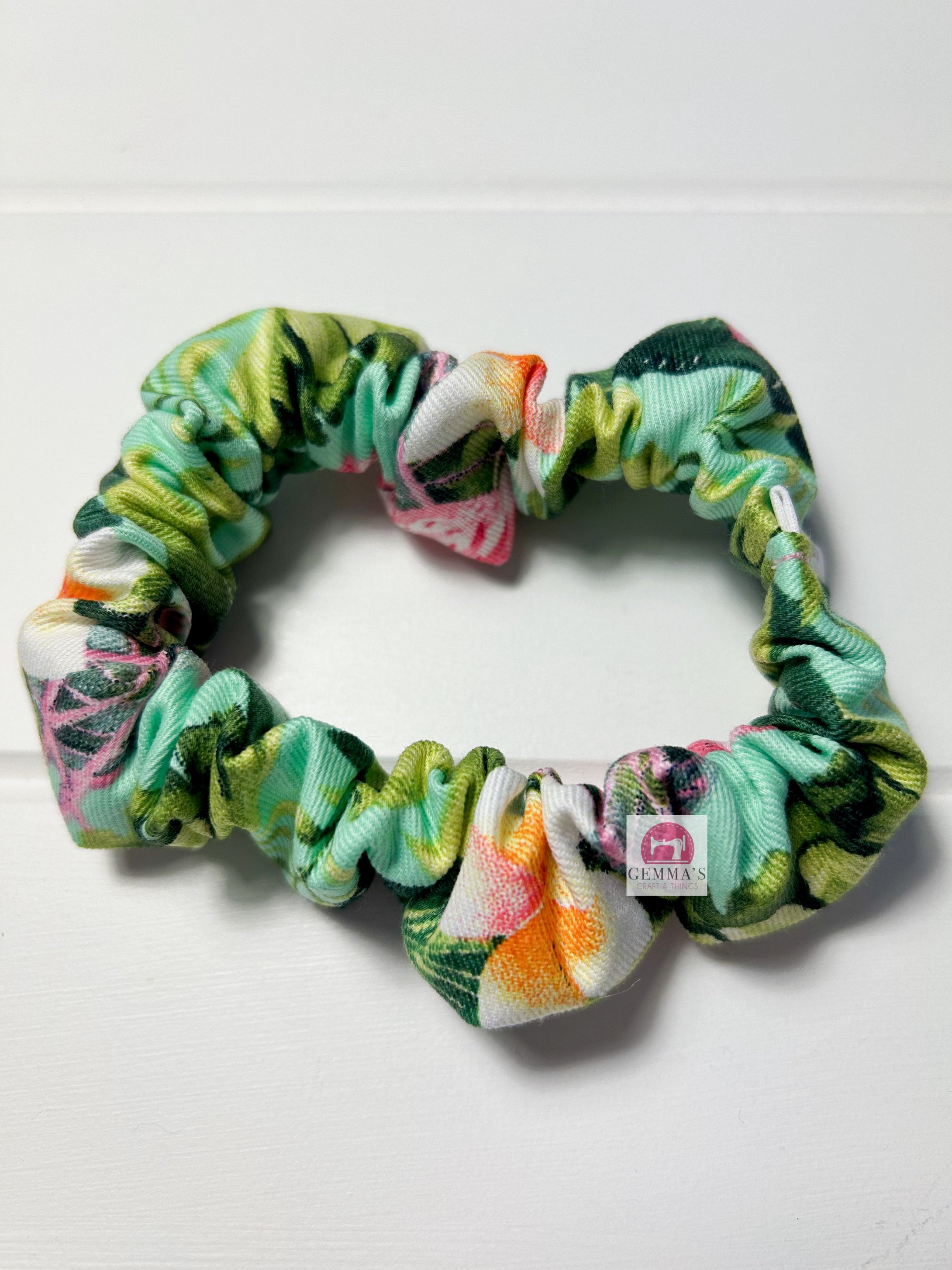 Aqua Flamingo Scrunchie