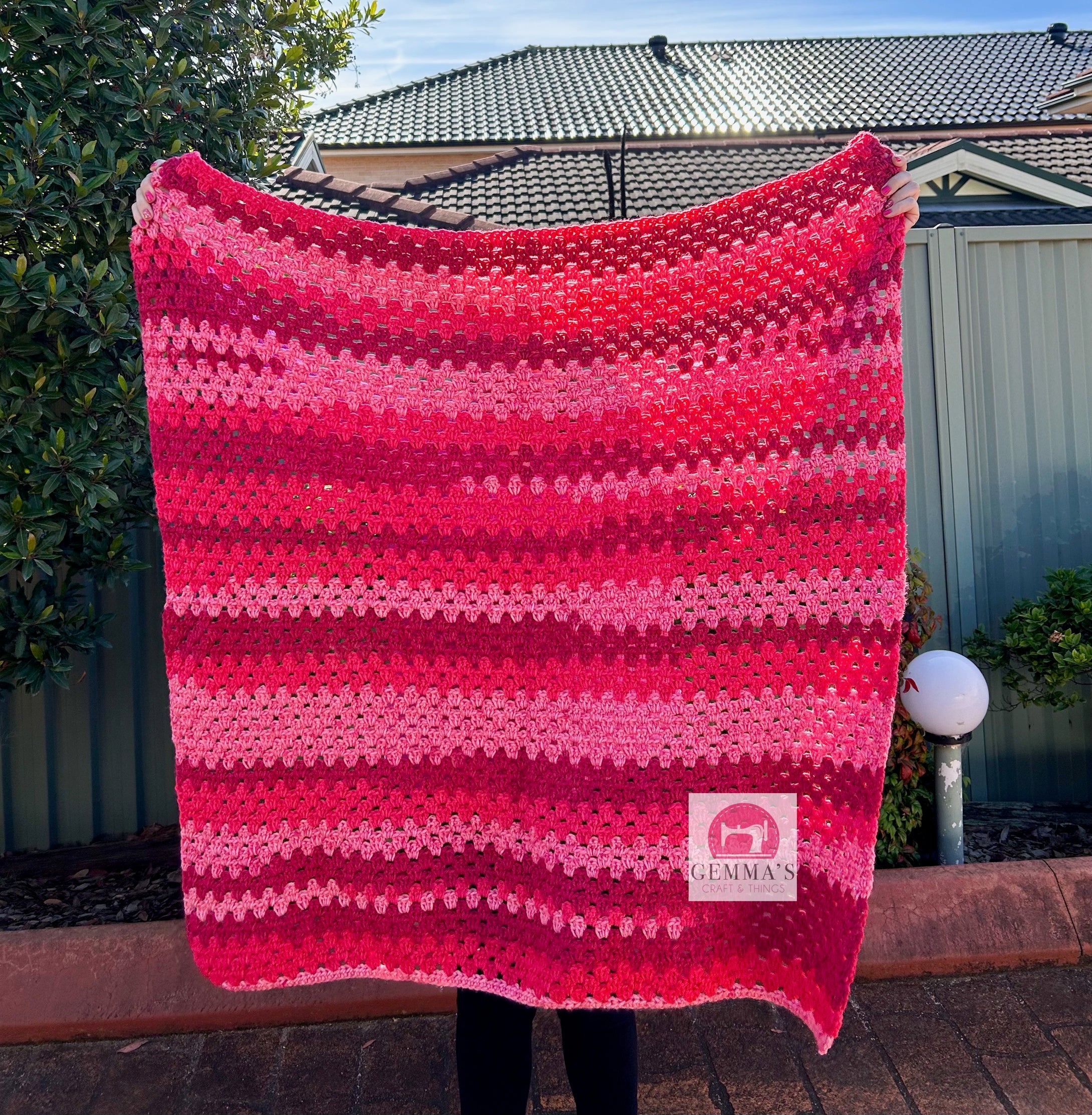 Pink Ombre Crochet Blanket