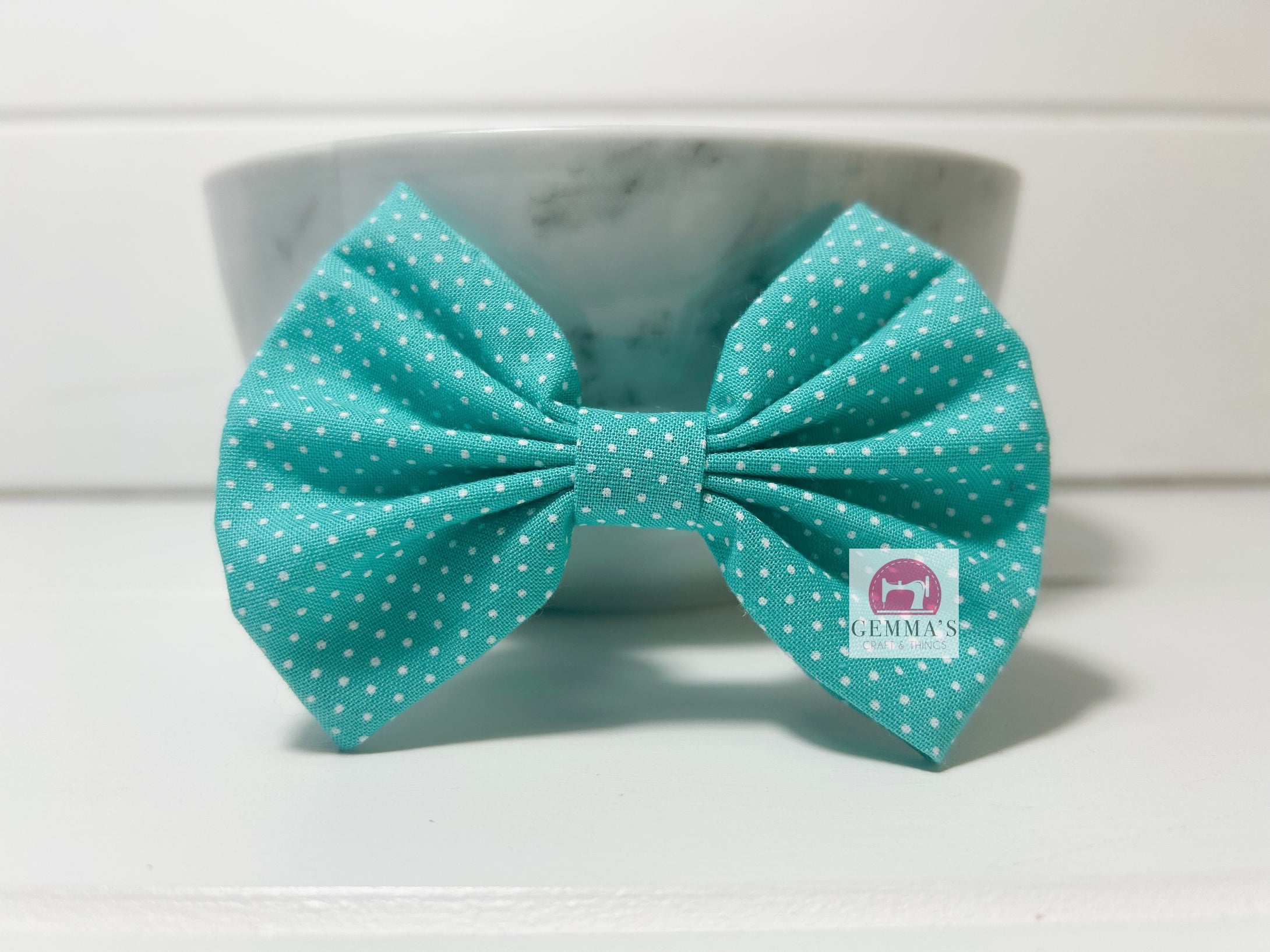 Aqua Polka Dot Large Bow