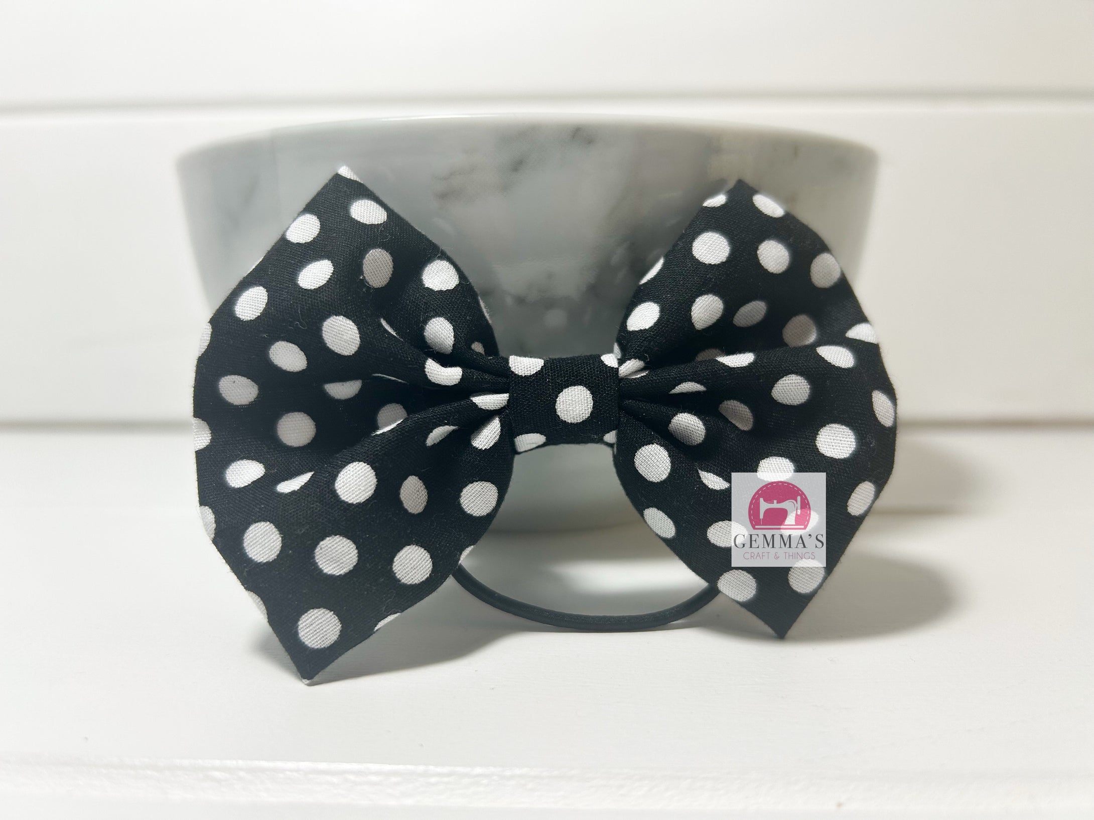 Black Polka Dot Large Bow