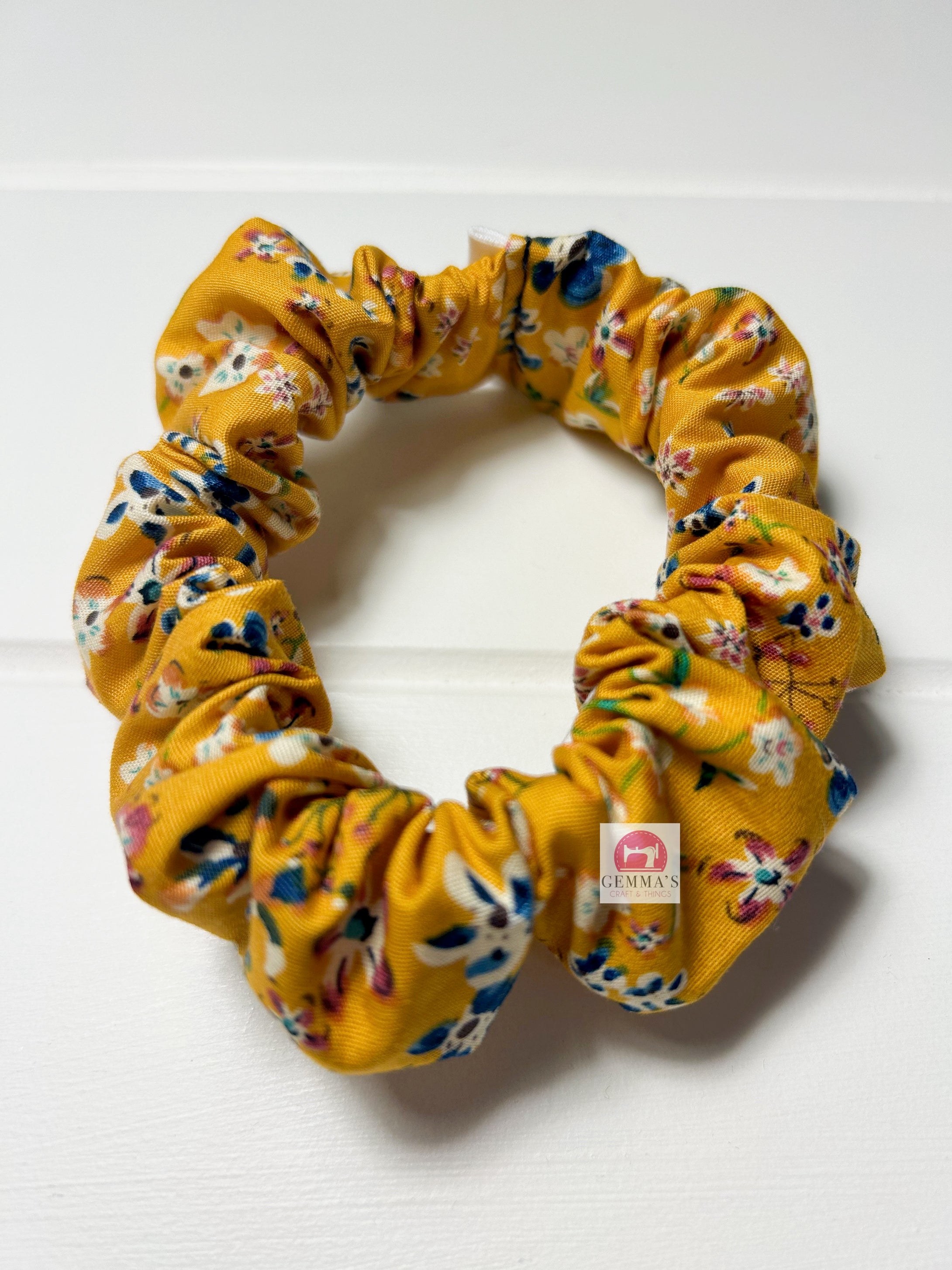 Mustard Floral Scrunchie