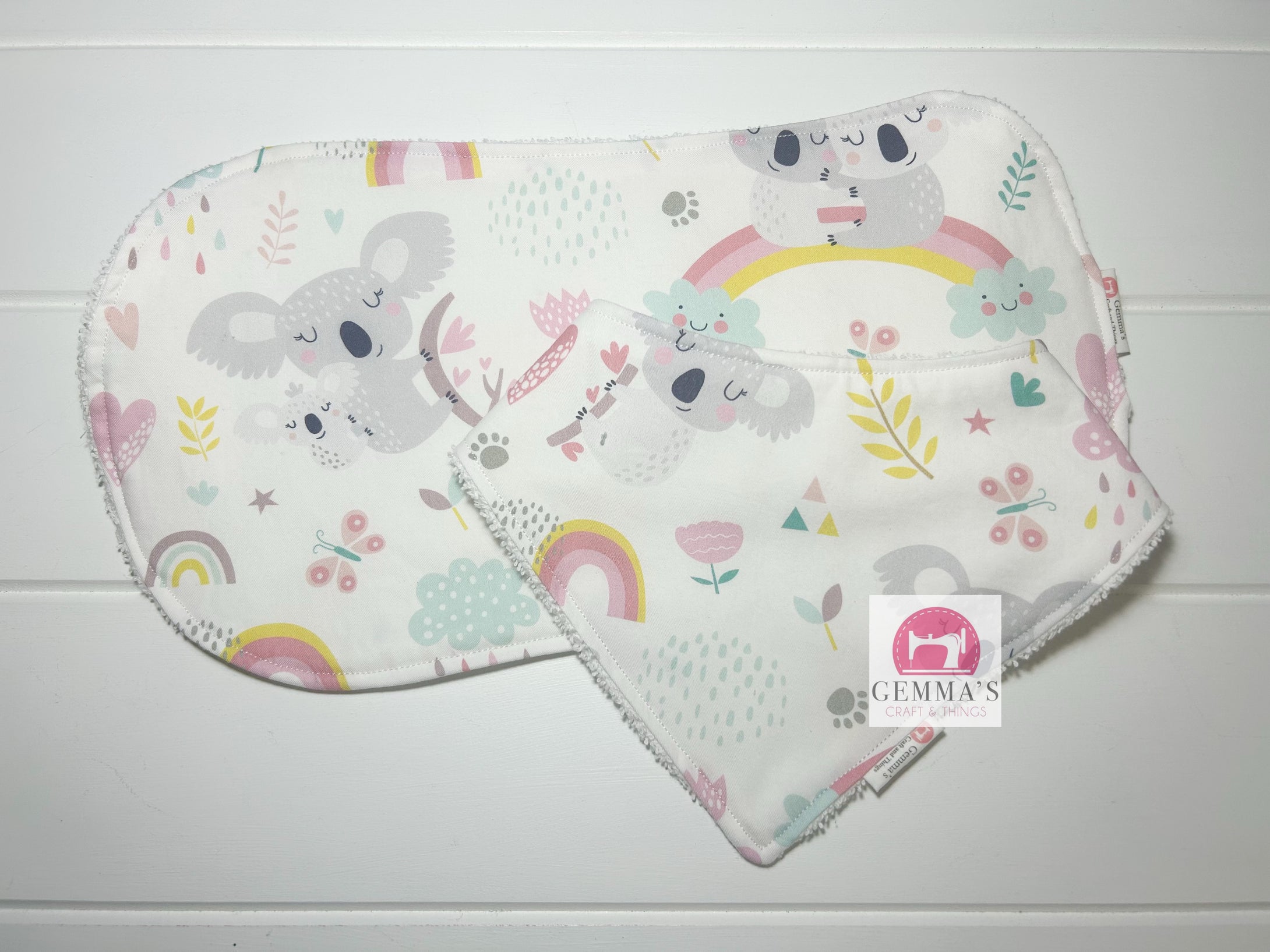 Sleepy Koala Bib and Burp Cloth Set