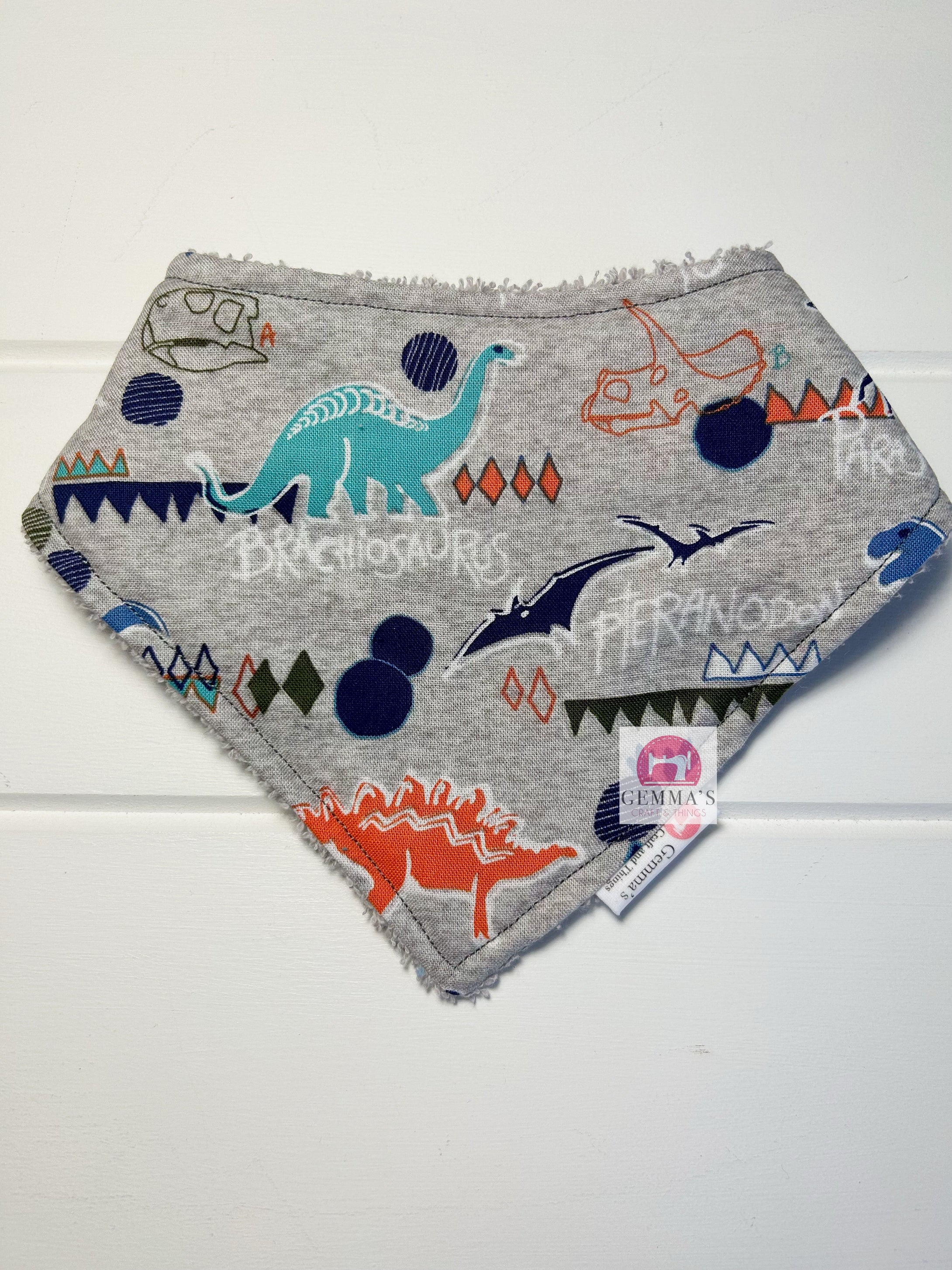 Orange Dinosaur Bandanna Bib