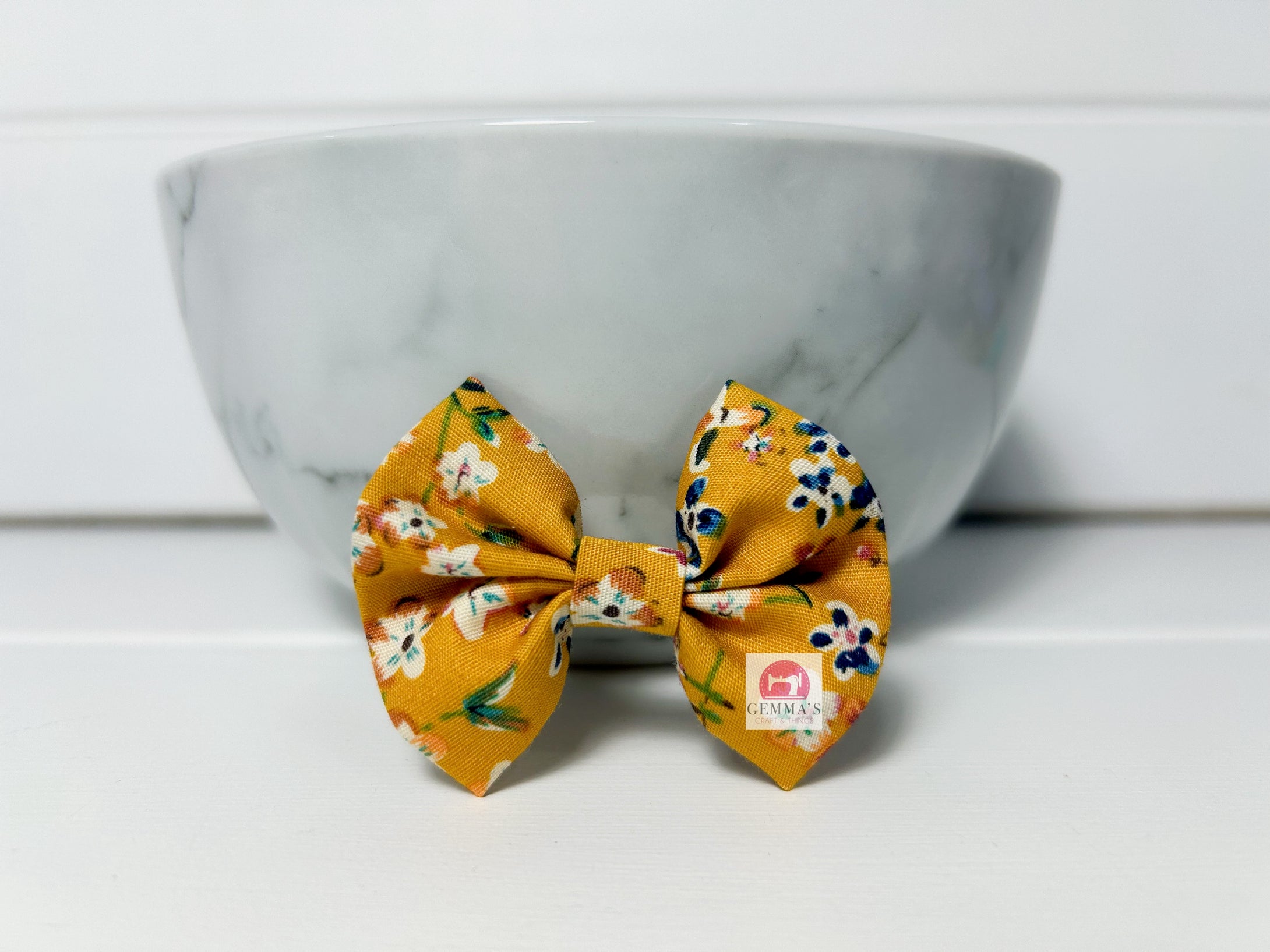 Mustard Floral Small Bow