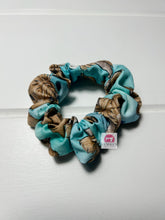 Load image into Gallery viewer, Aqua Highland Cow Mini Scrunchies
