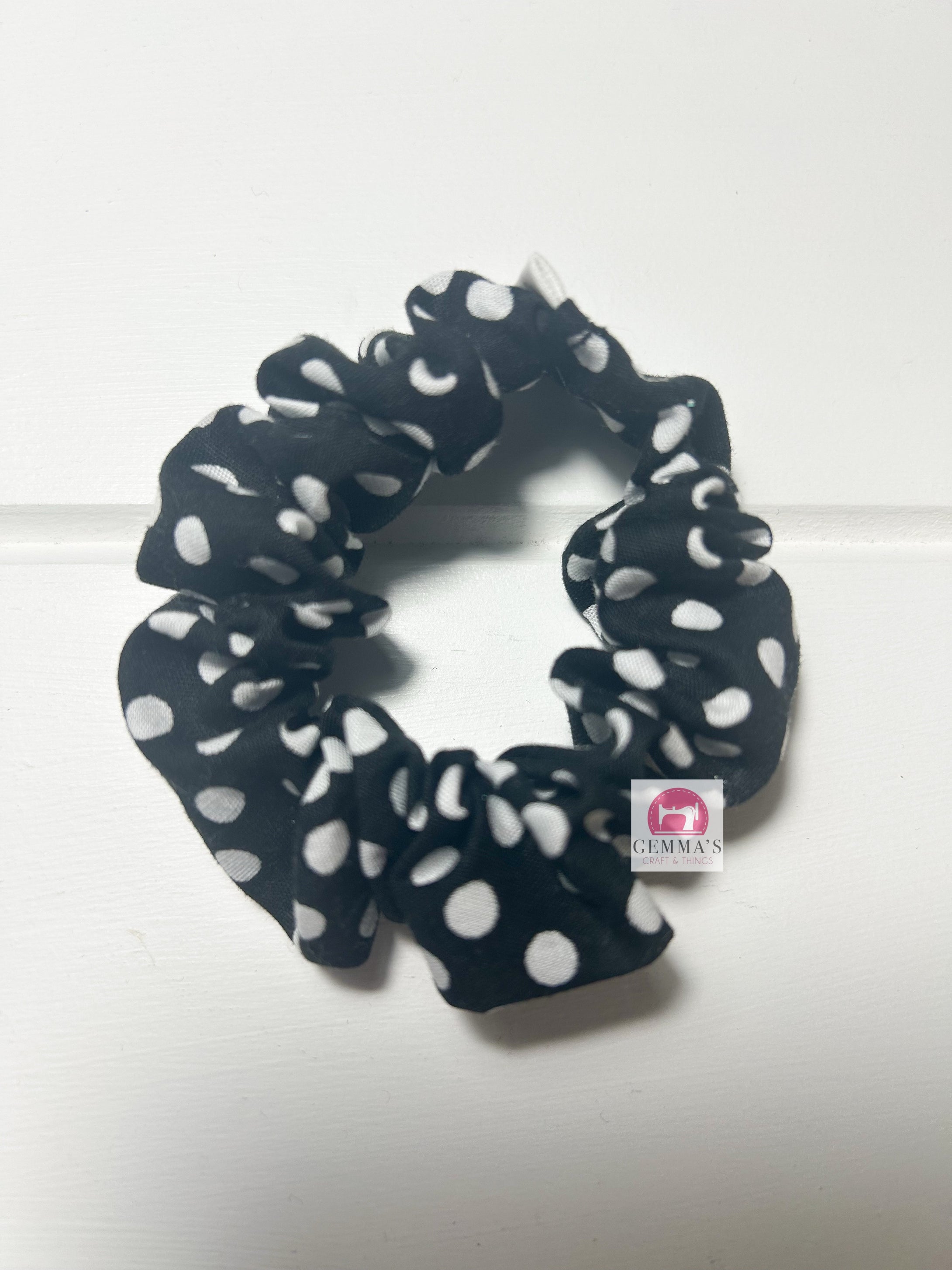 Black Polka Dot Mini Scrunchies
