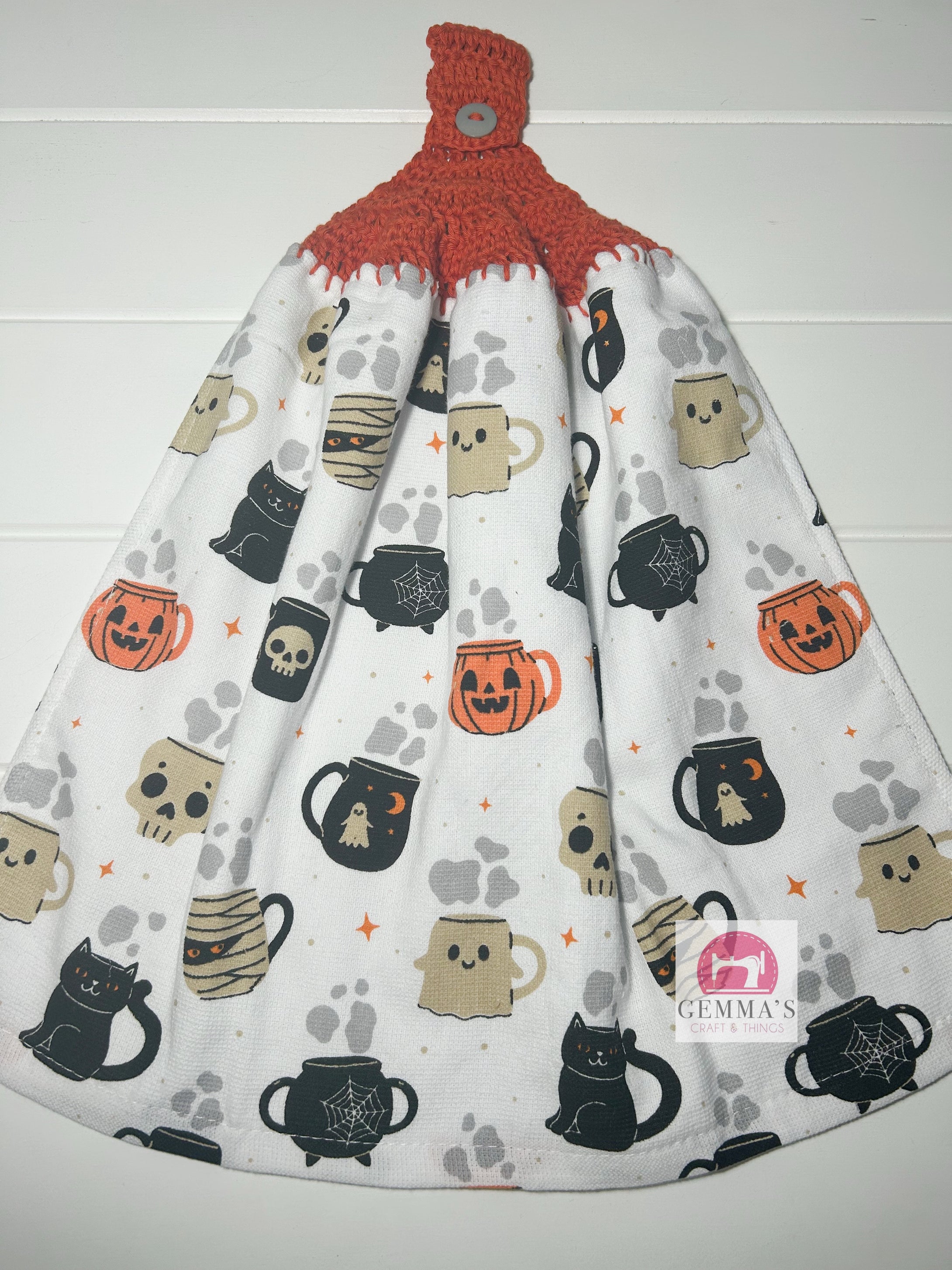 Orange Halloween Mugs Tea Towel