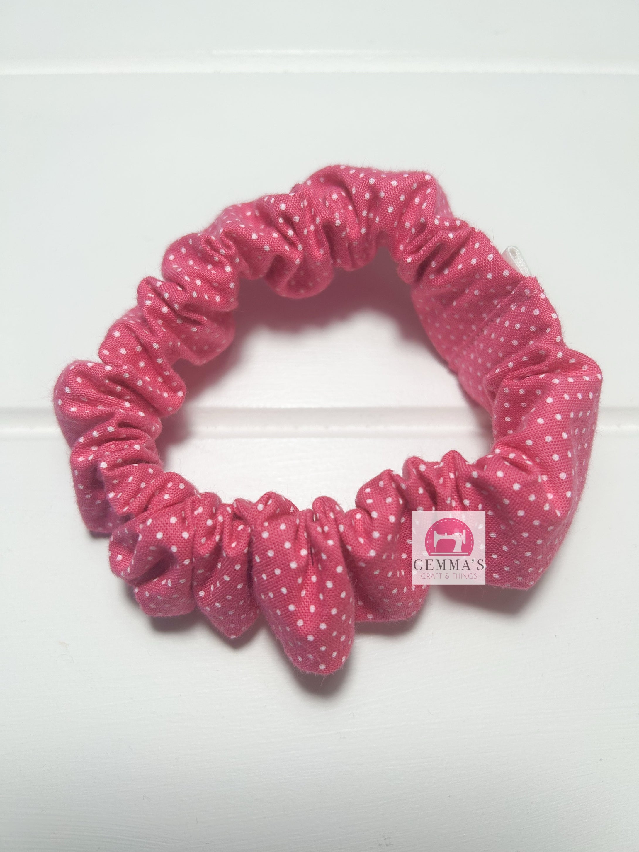 Hot Pink Polka Dot Scrunchie