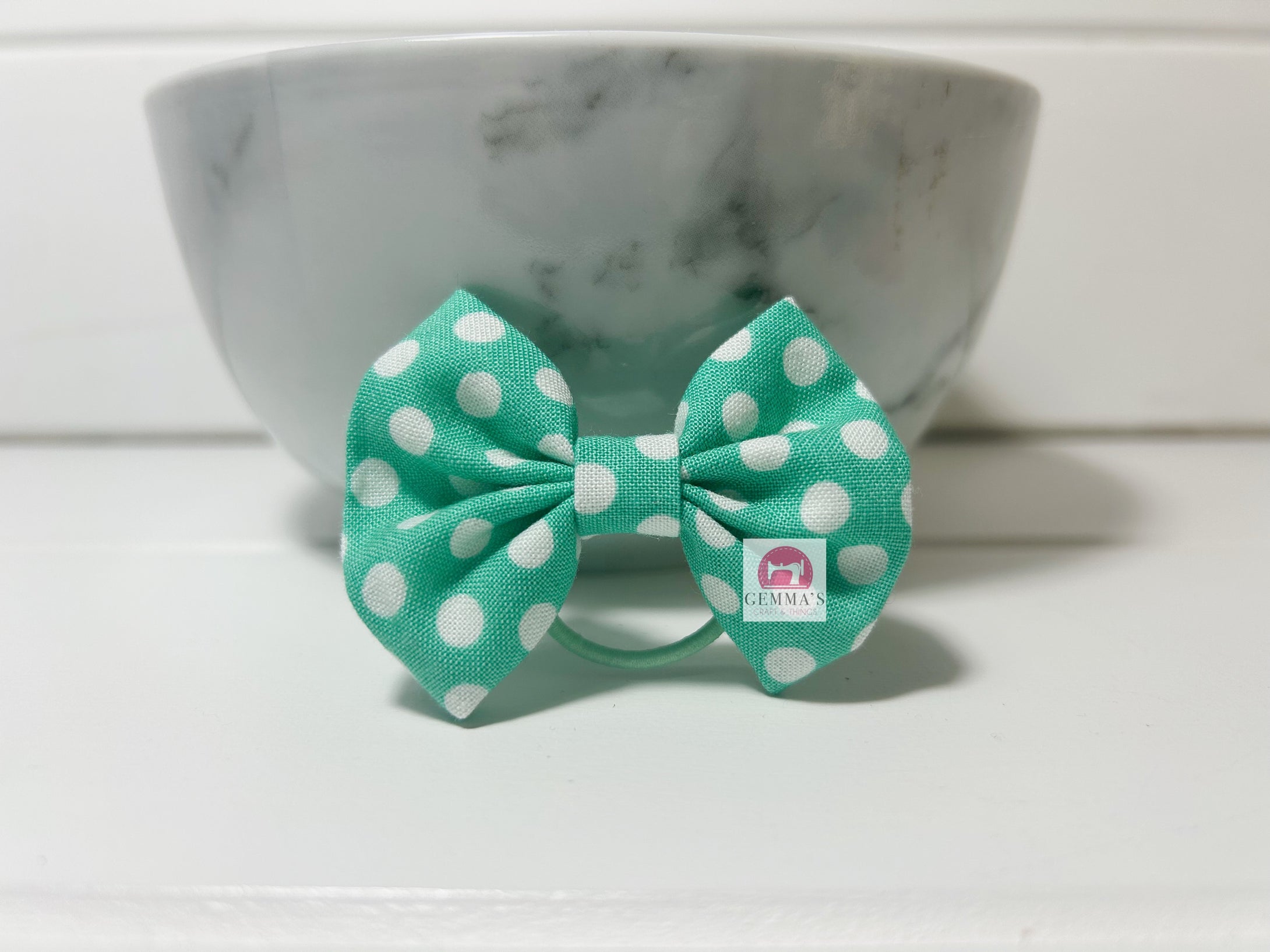 Mint Polka Dot Small Bow