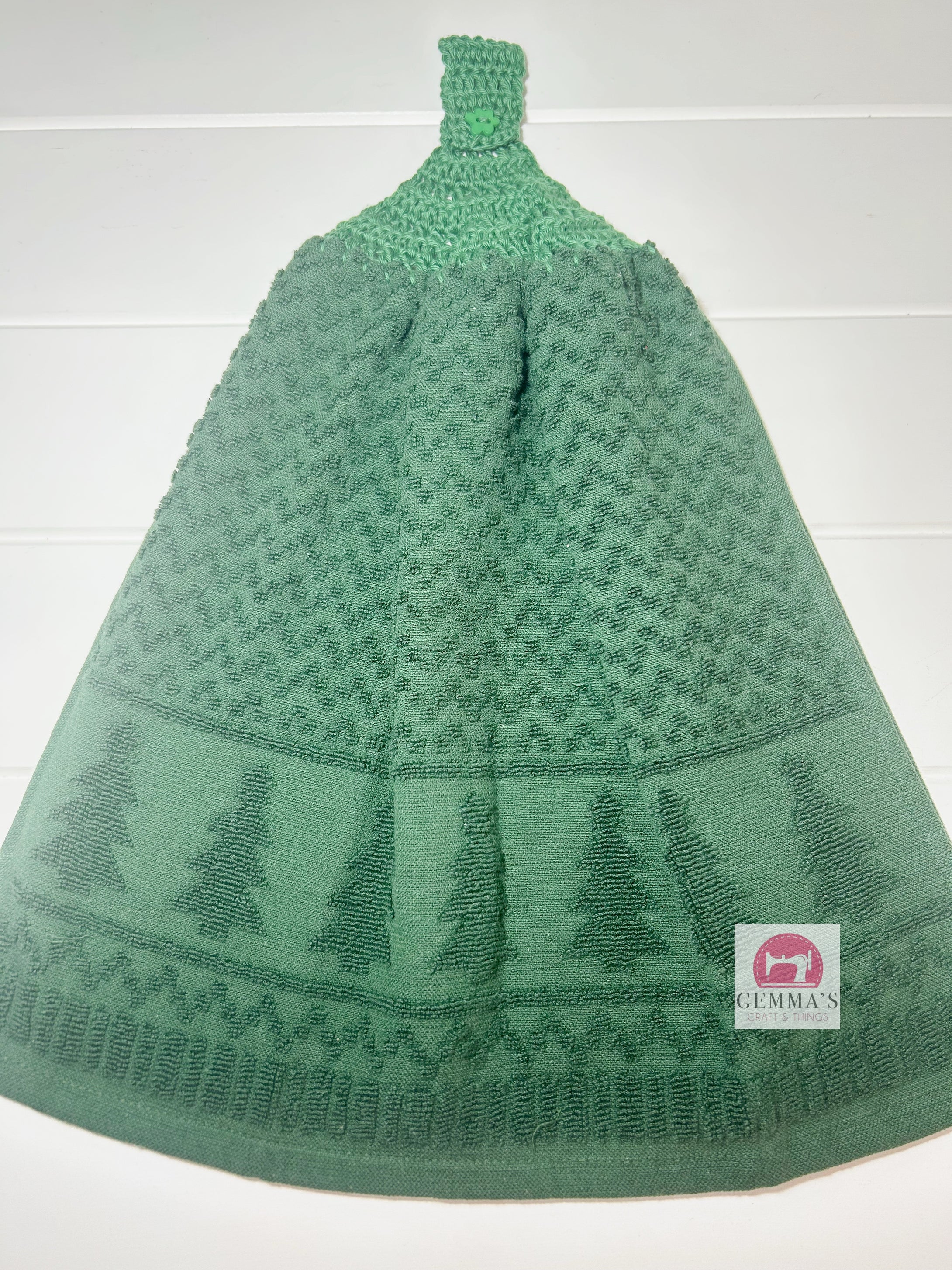 Green Textured Christmas Tea Towel