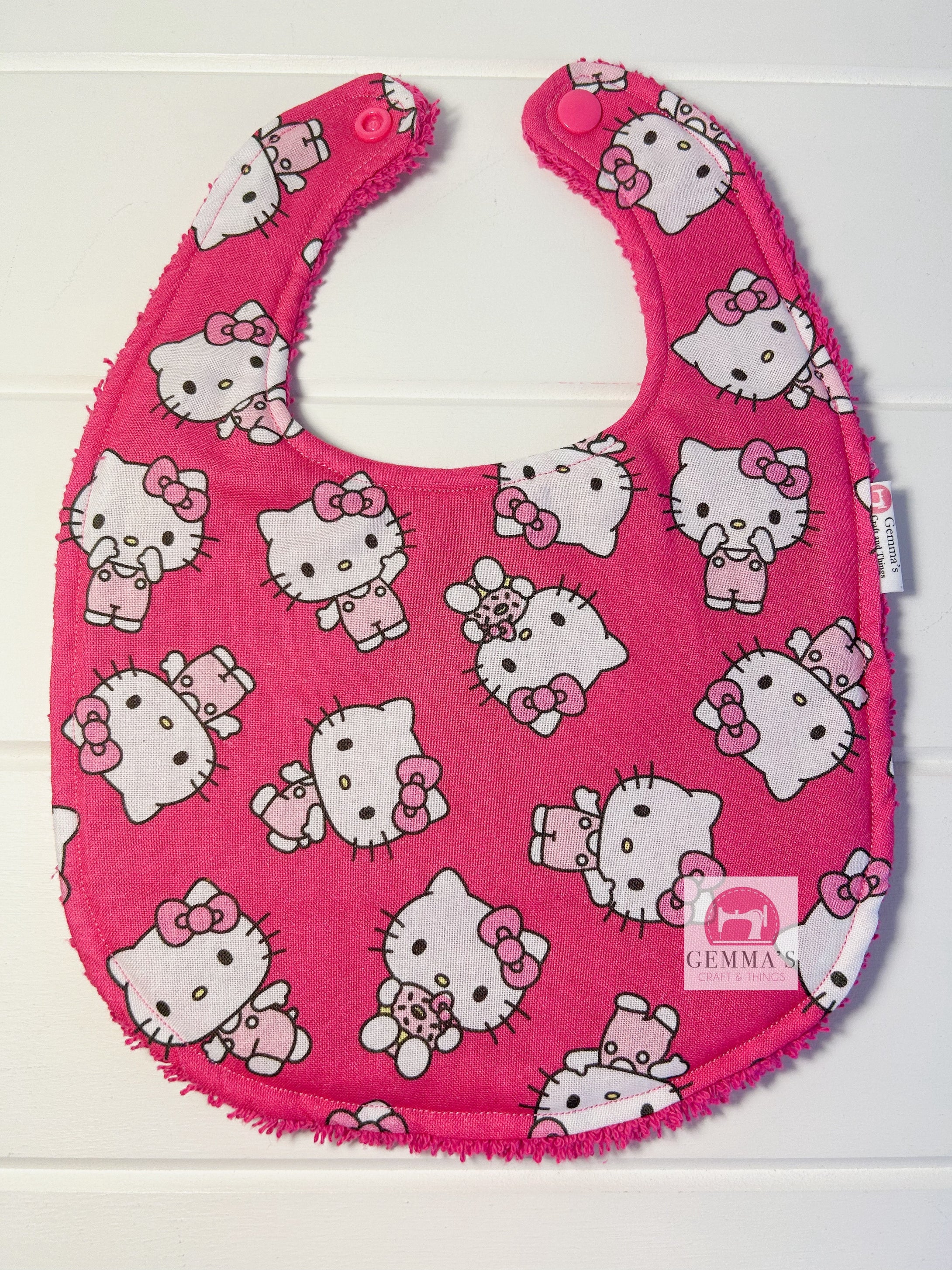 Hot Pink Kitty Feeding Bib