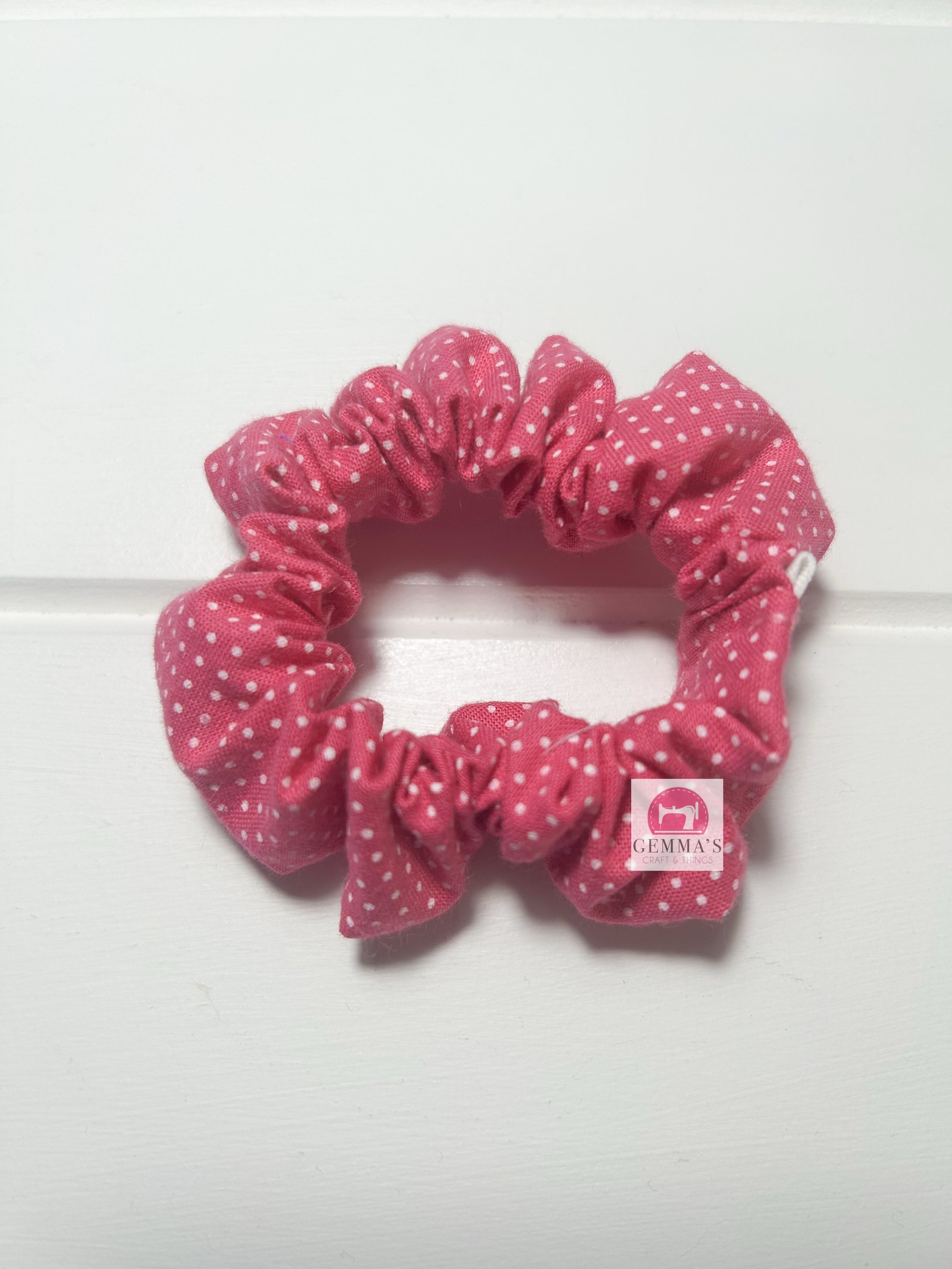 Hot Pink Polka Dot Mini Scrunchies