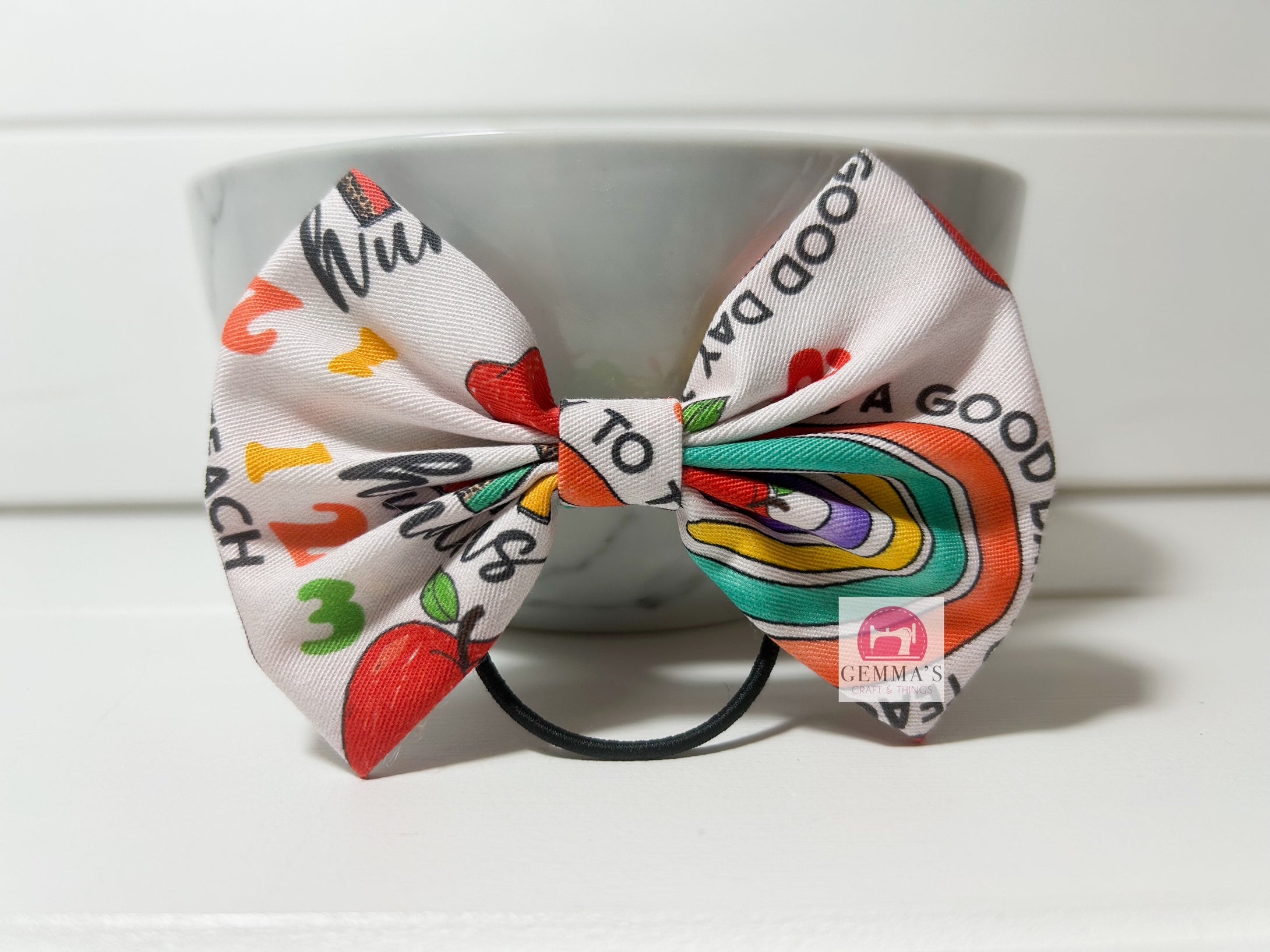 Rainbow Teacher Large Bow