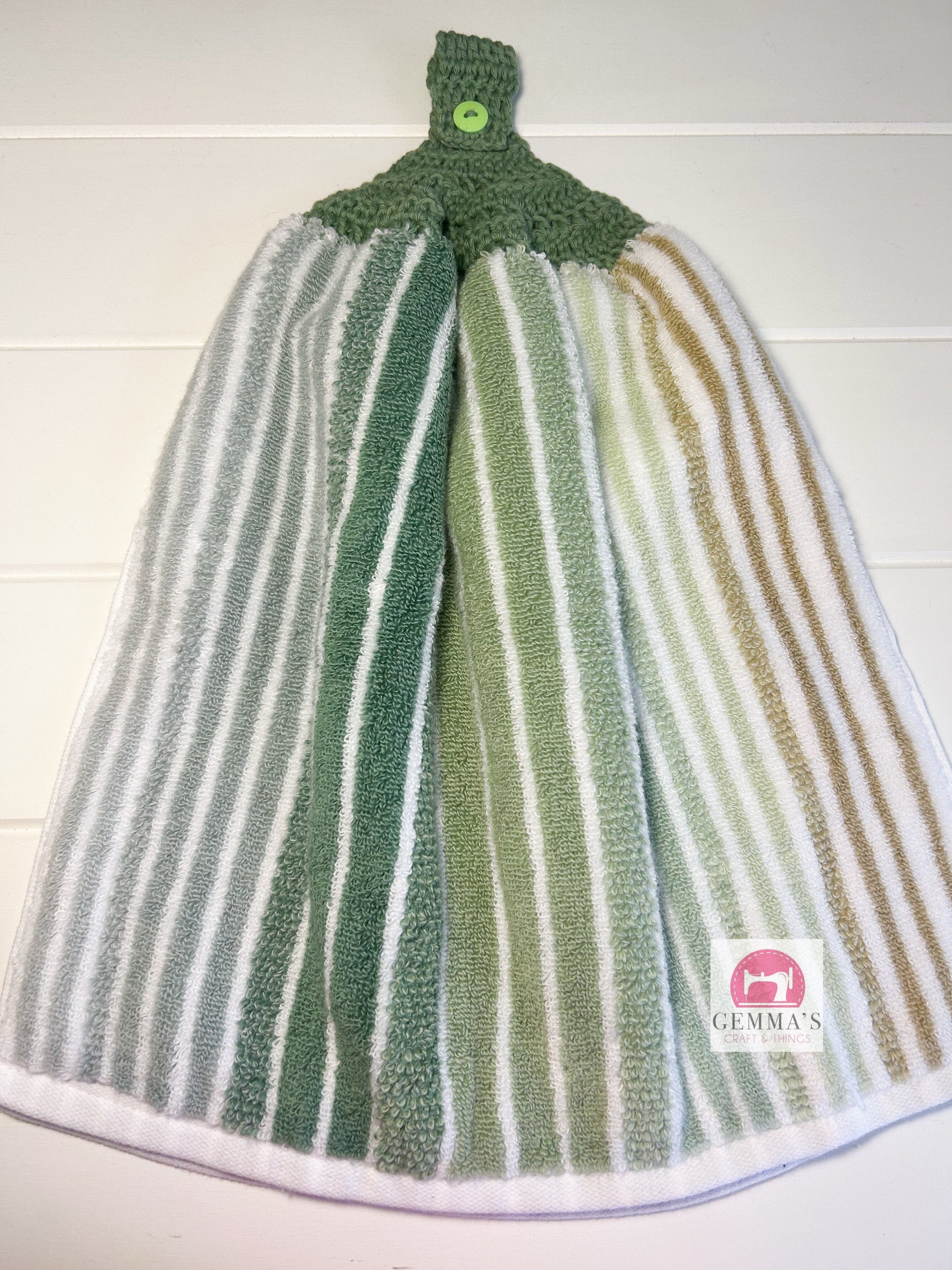 Multi Green Stripe Tea Towel