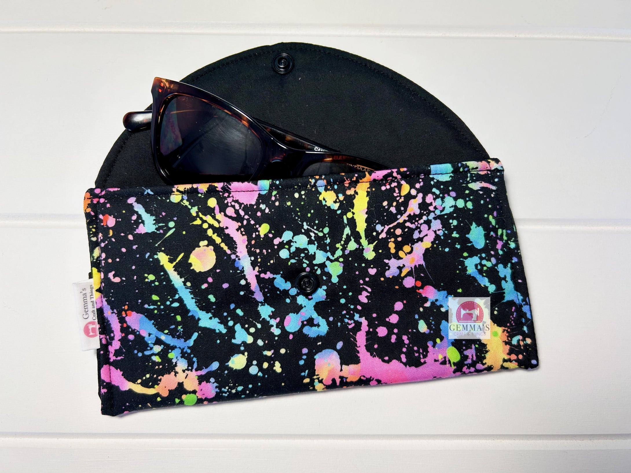 Rainbow Paint Splatter Glasses Case