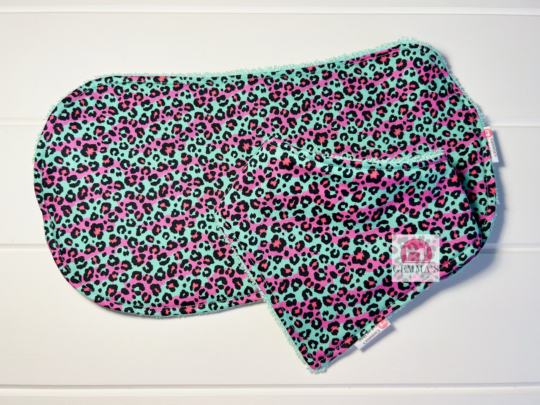 Purple Leopard Print Bib and Burp Cloth Set