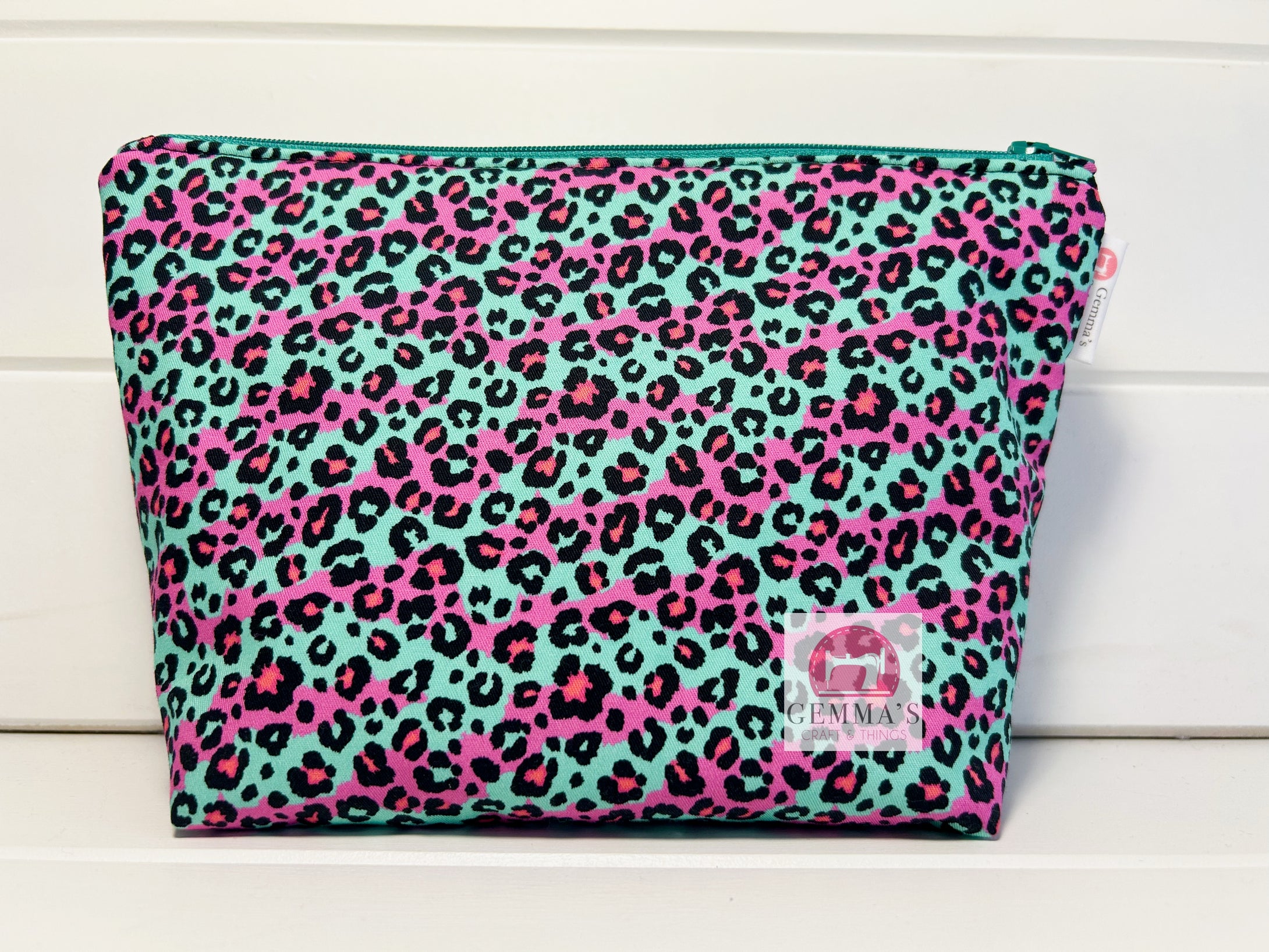 Purple Leopard Print Zip Up Pouch