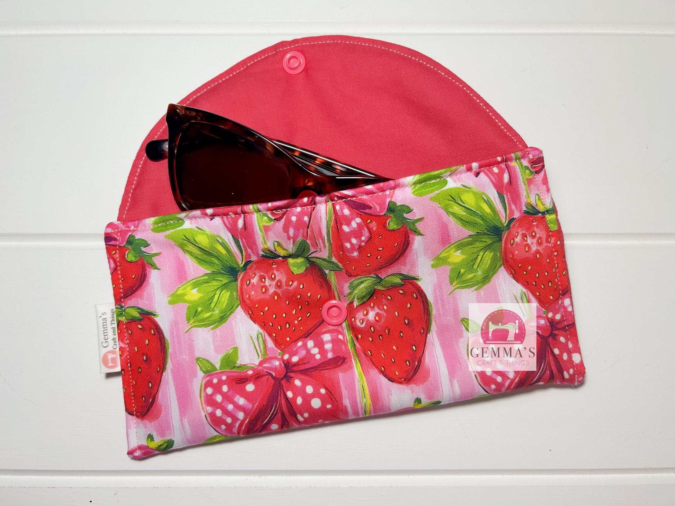 Pink Strawberry Glasses Case