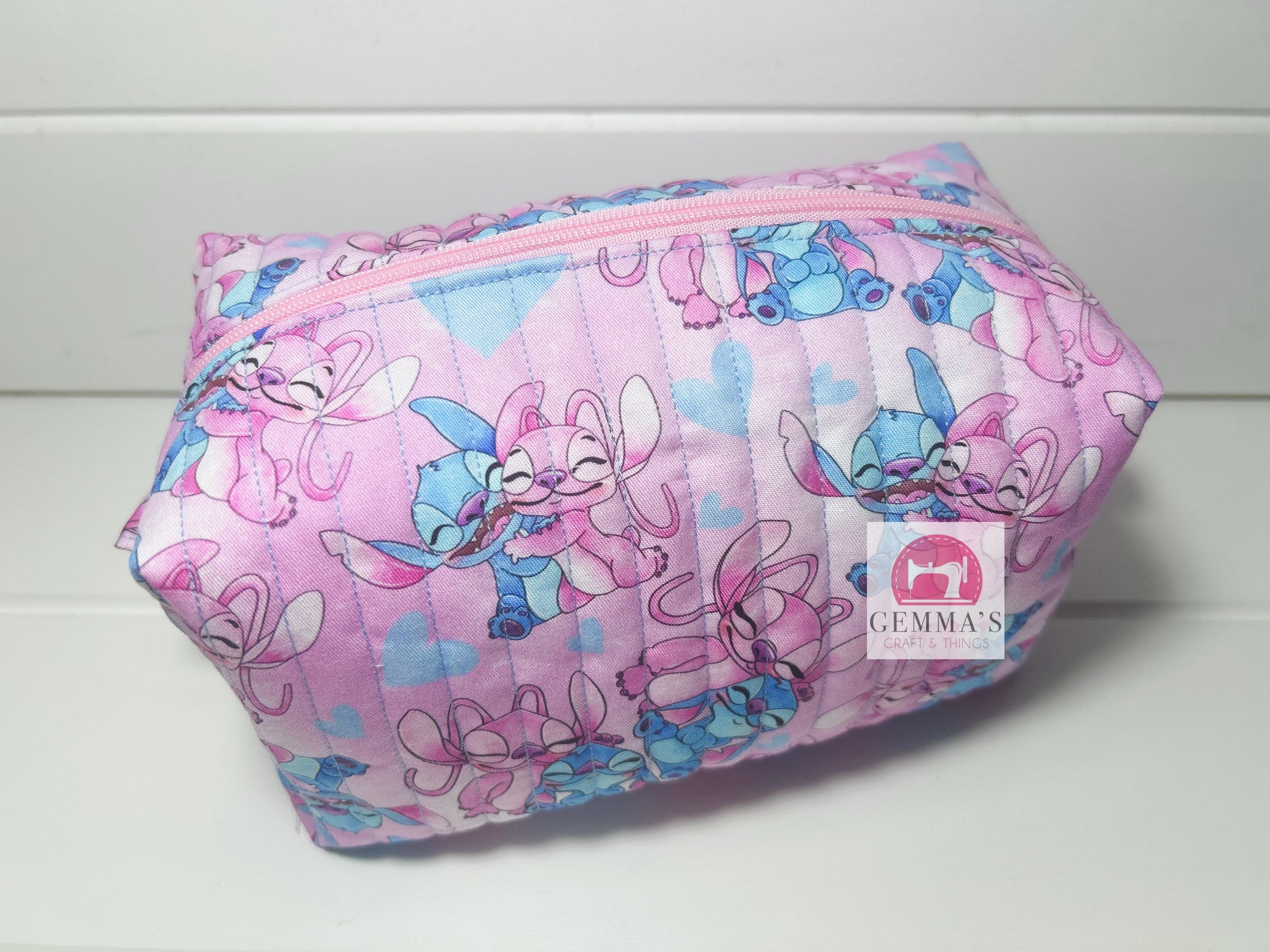 Pink Alien Family Quilted Pouch