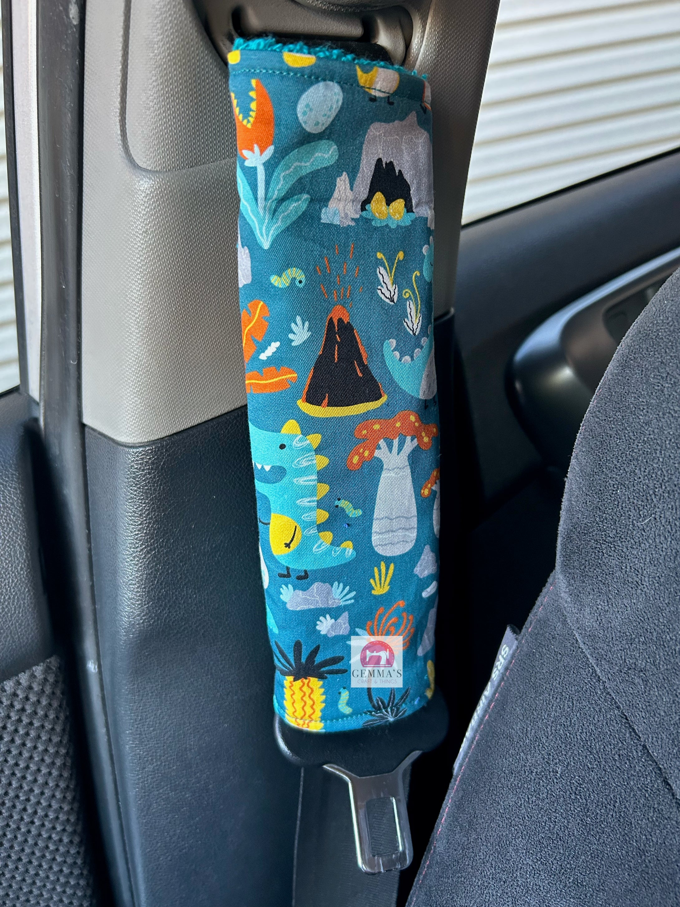 Aqua Dinosaur Seatbelt Cover
