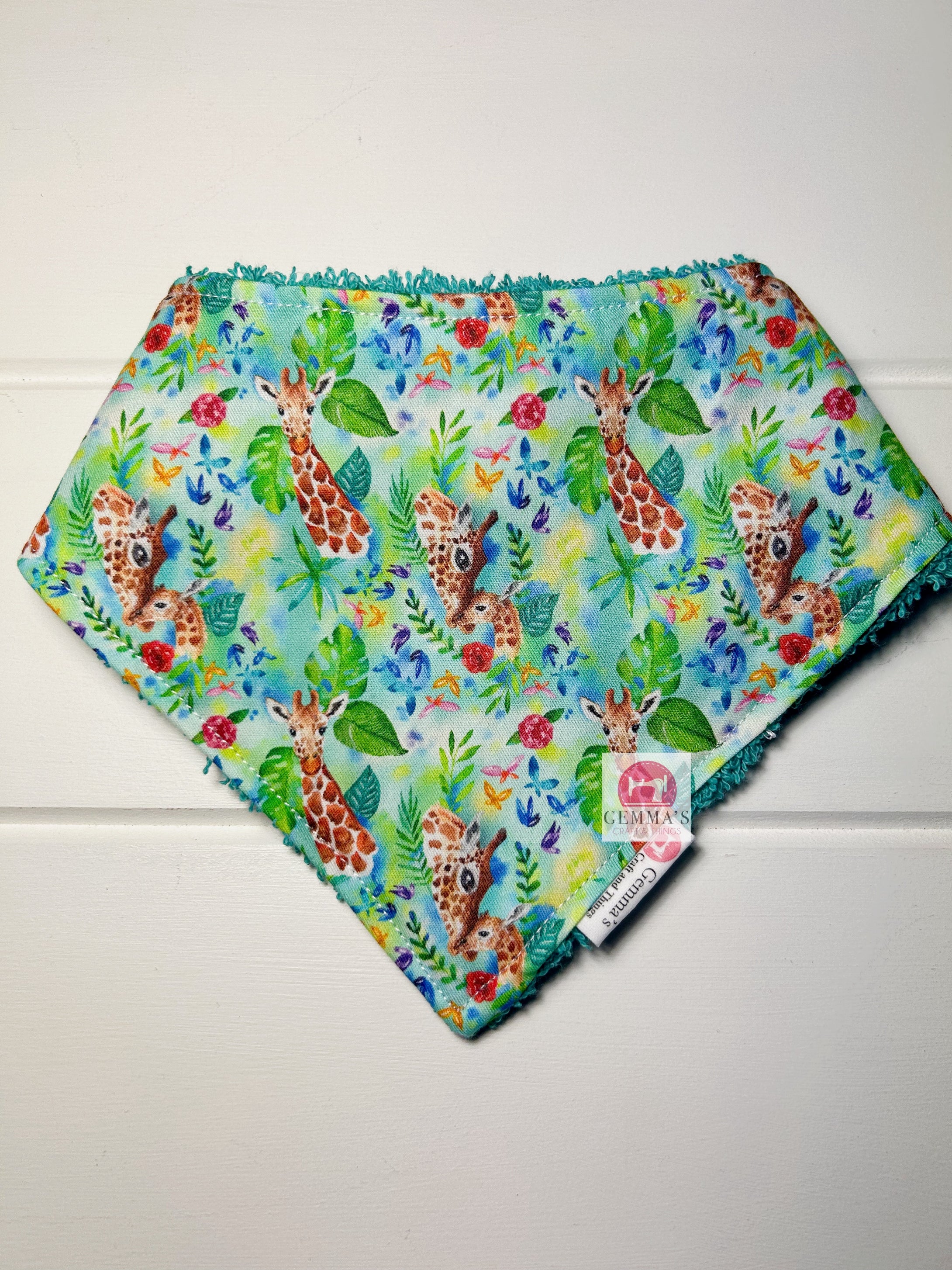 Aqua Giraffe Bandanna Bib