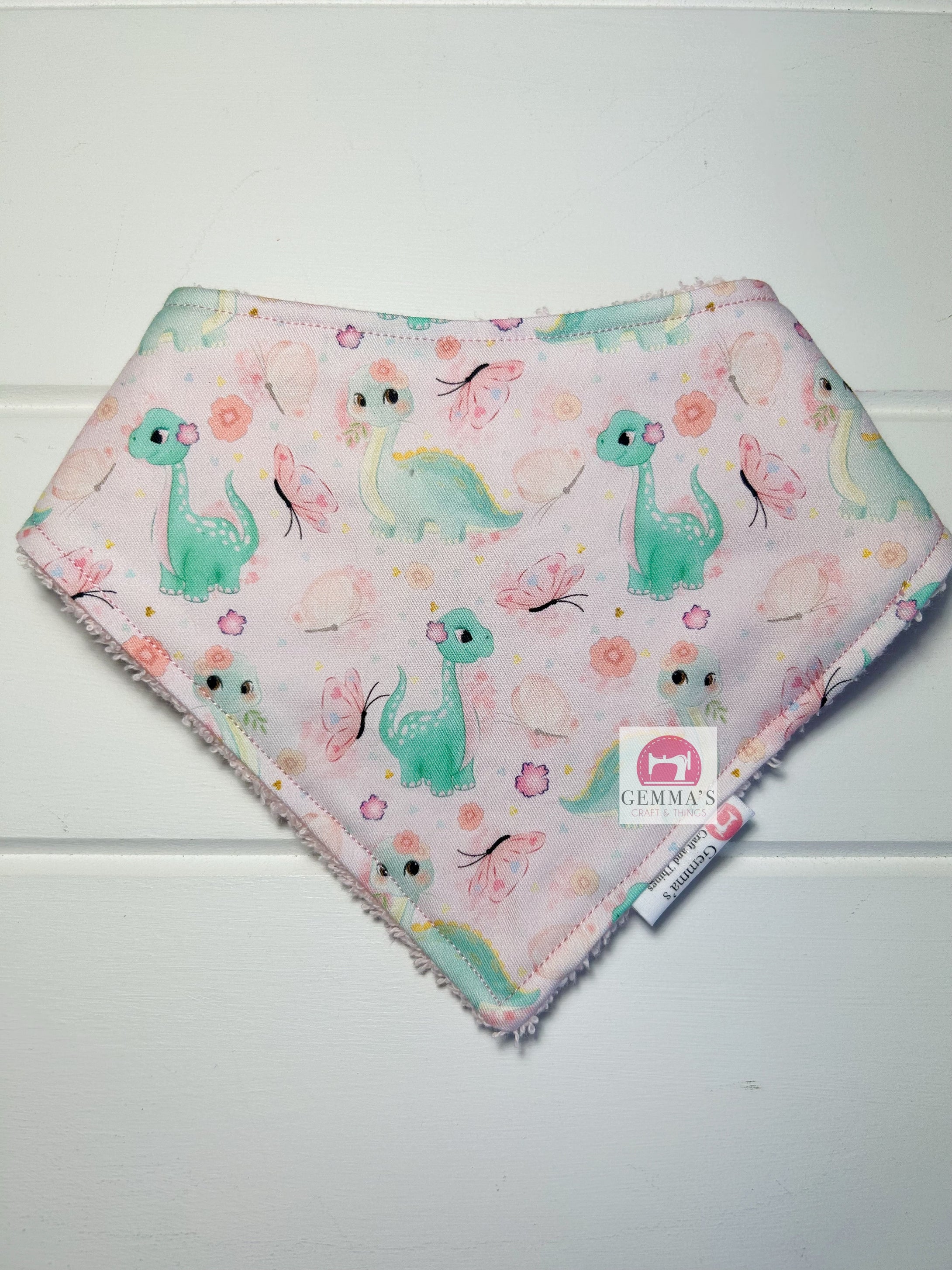 Pink Dinosaur Bandanna Bib