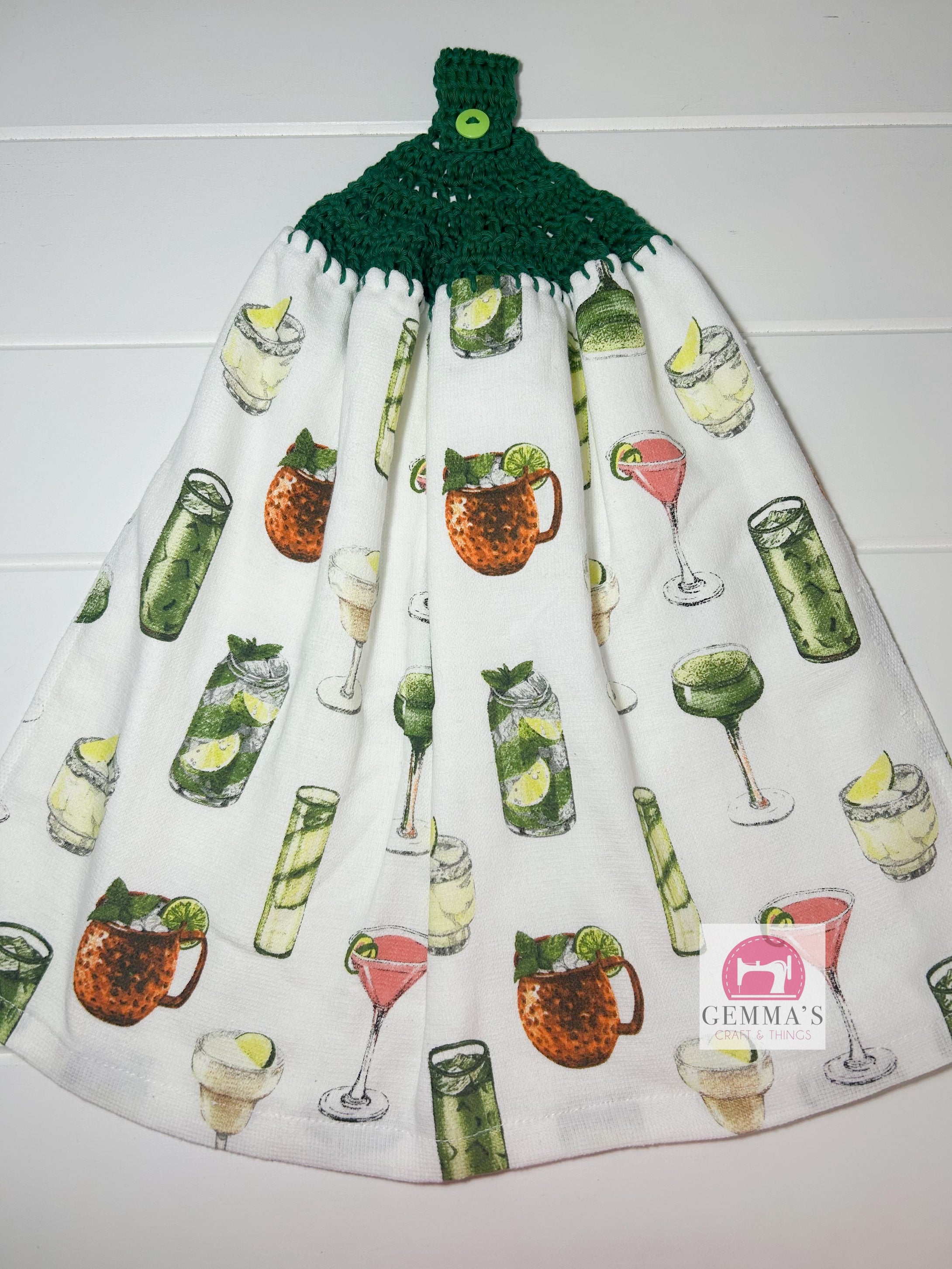 Green Cocktails Tea Towel