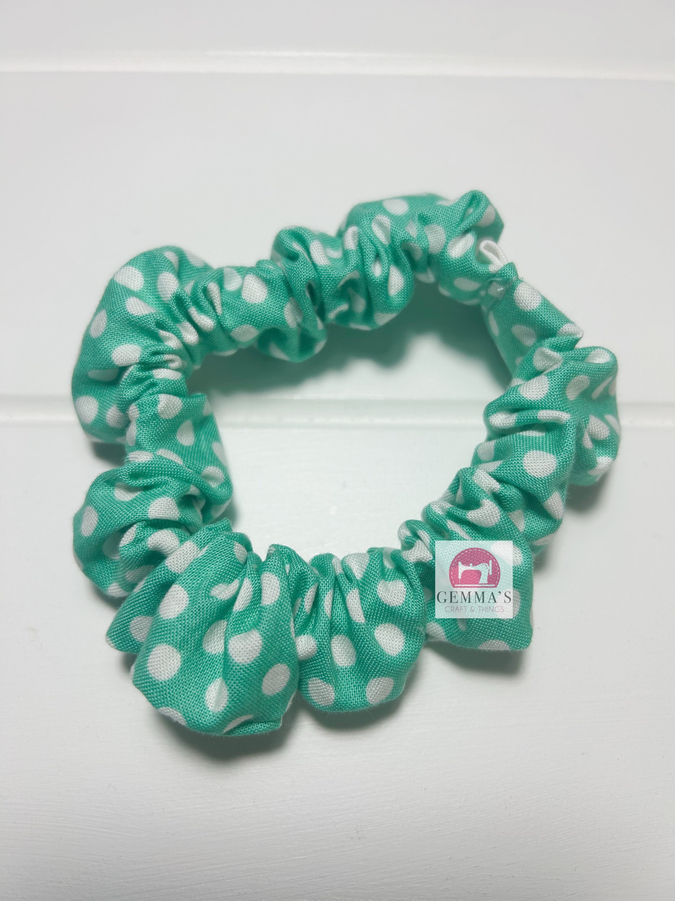 Mint Polka Dot Scrunchie