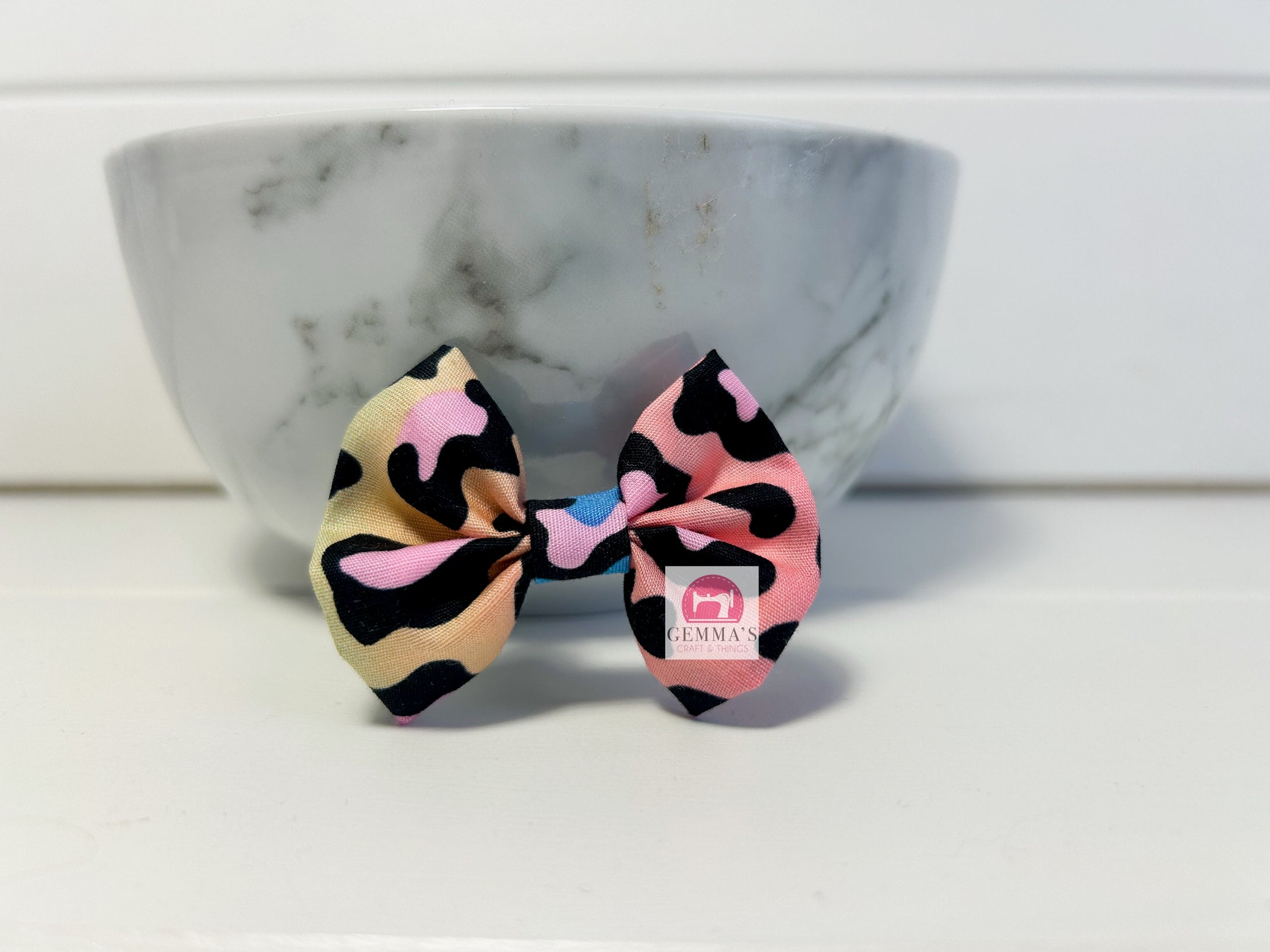 Black Rainbow Leopard Print Small Bow