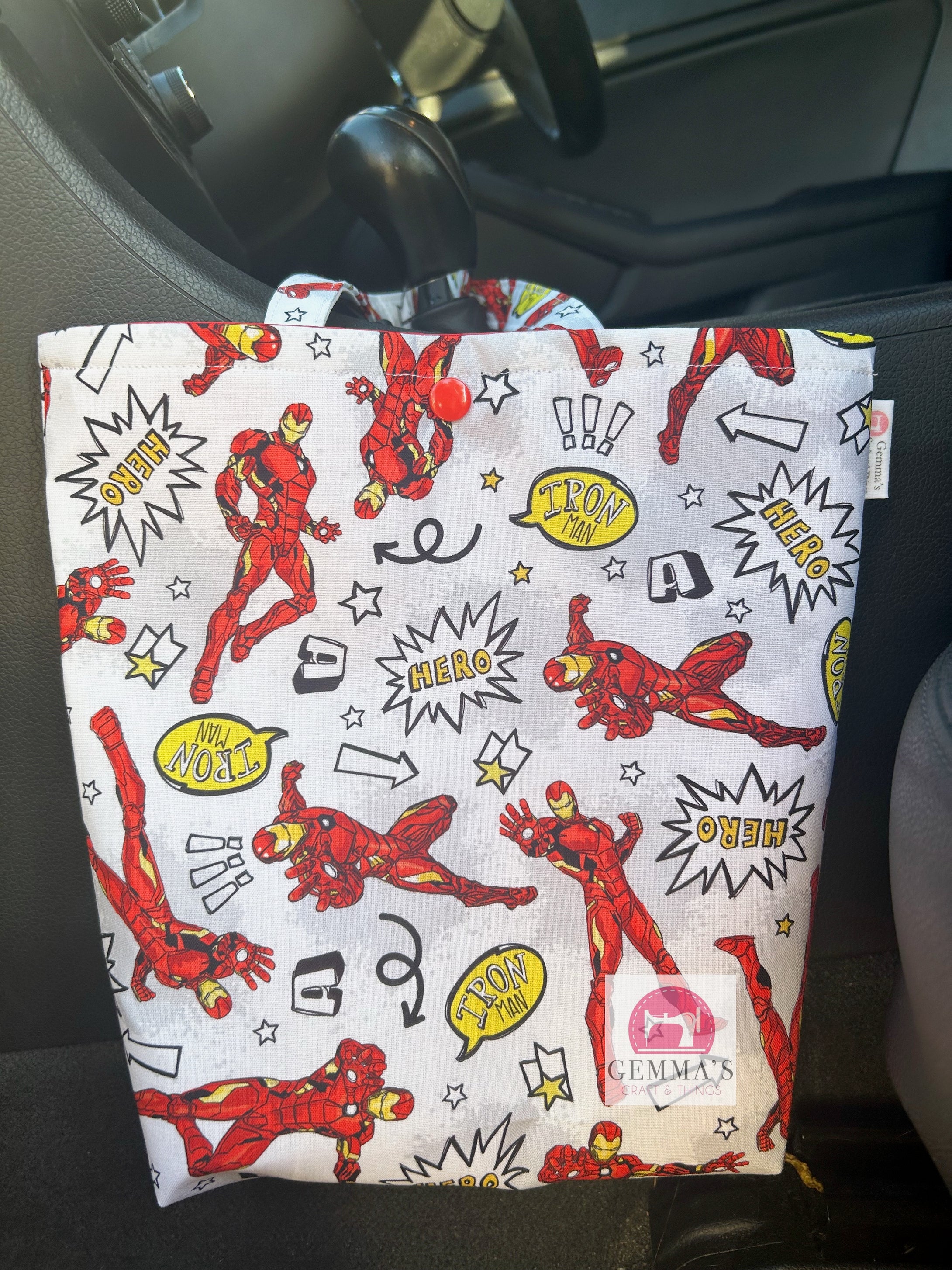 White Superhero Car Bin Bag