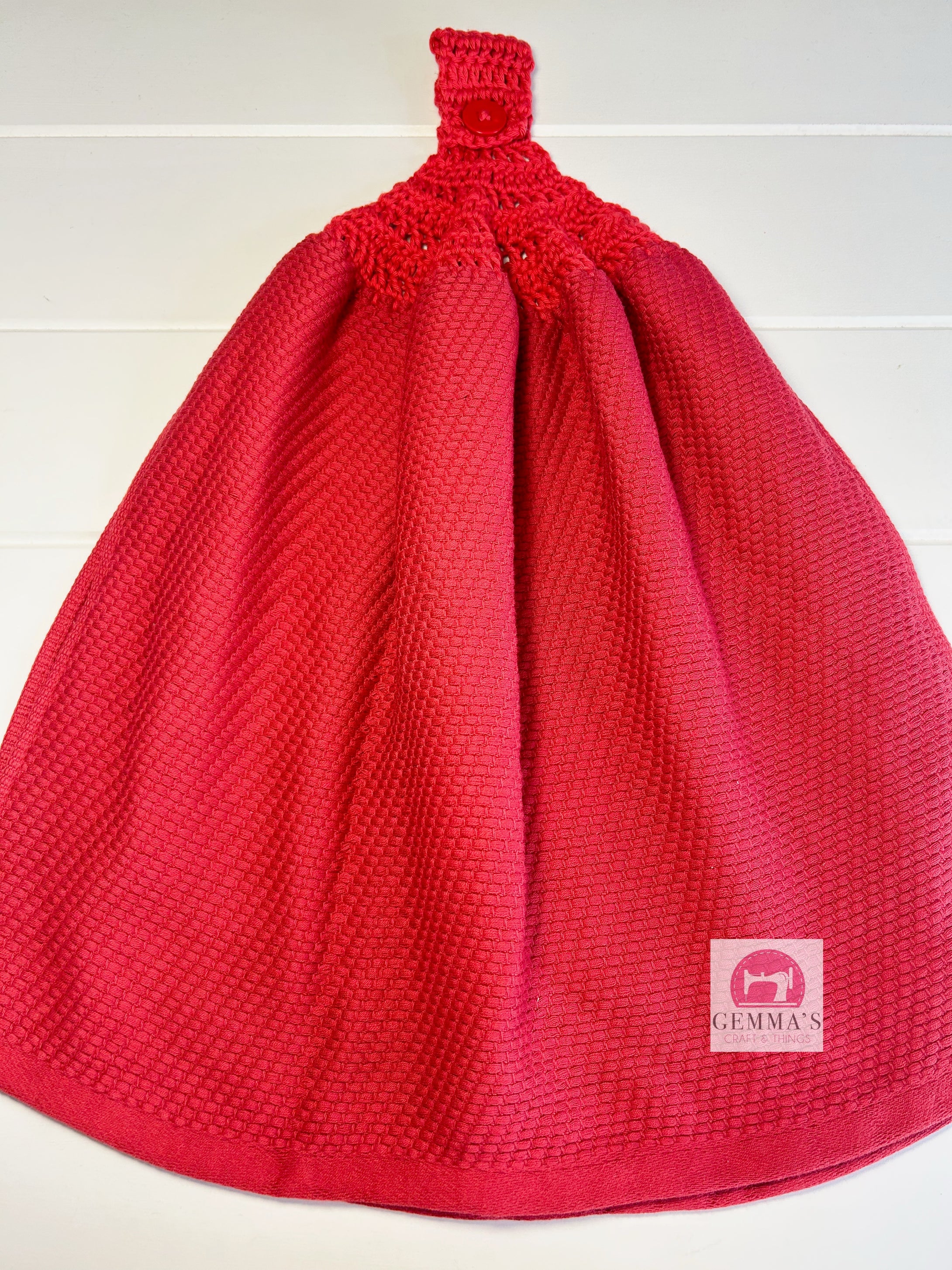 Red Textured Tea Towel