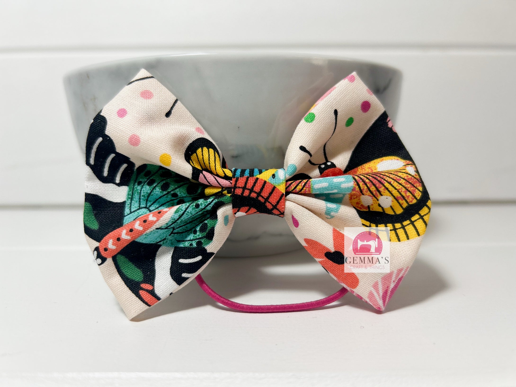 Pink Rainbow Butterfly Large Bow
