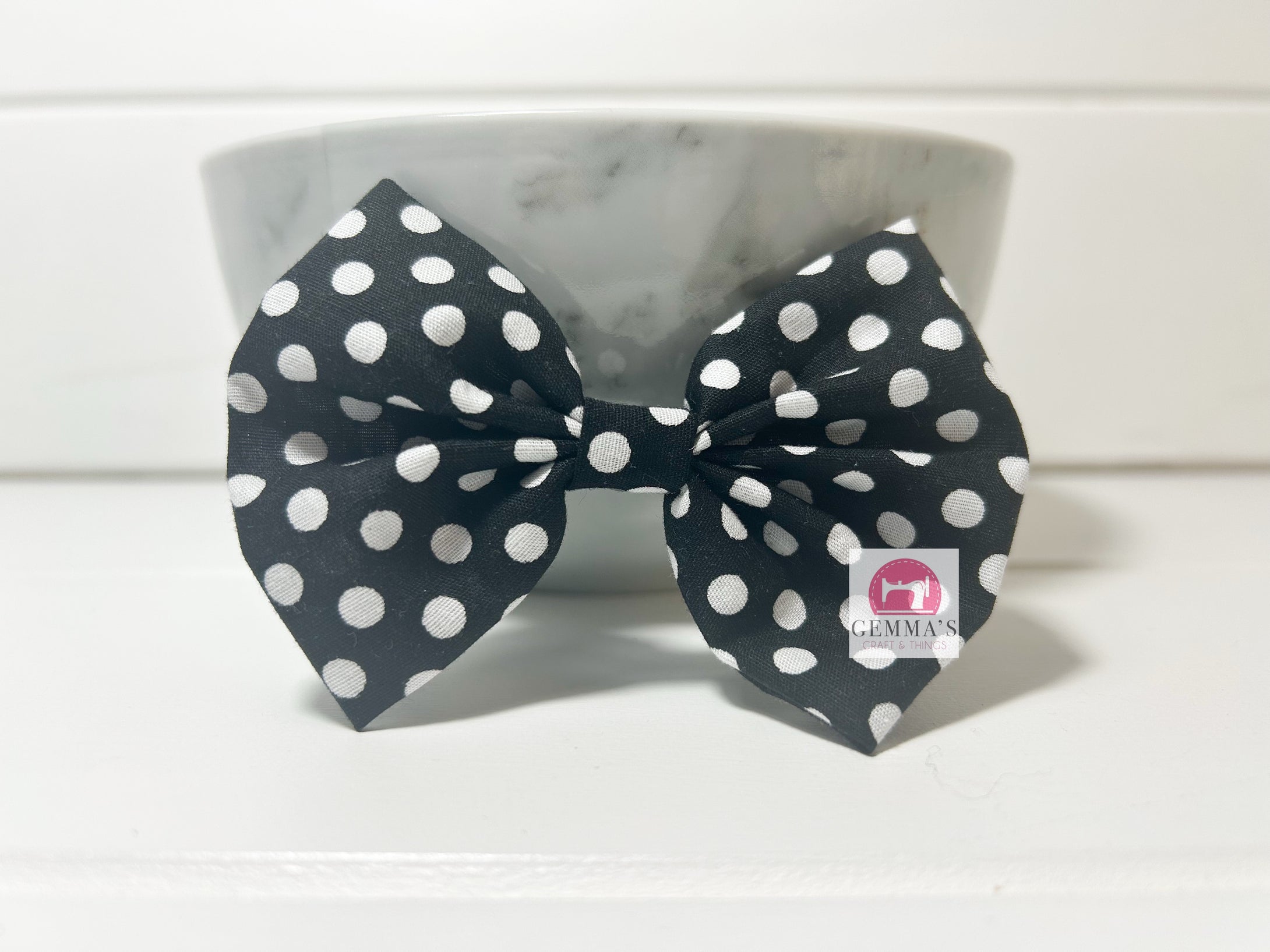 Black Polka Dot Large Bow