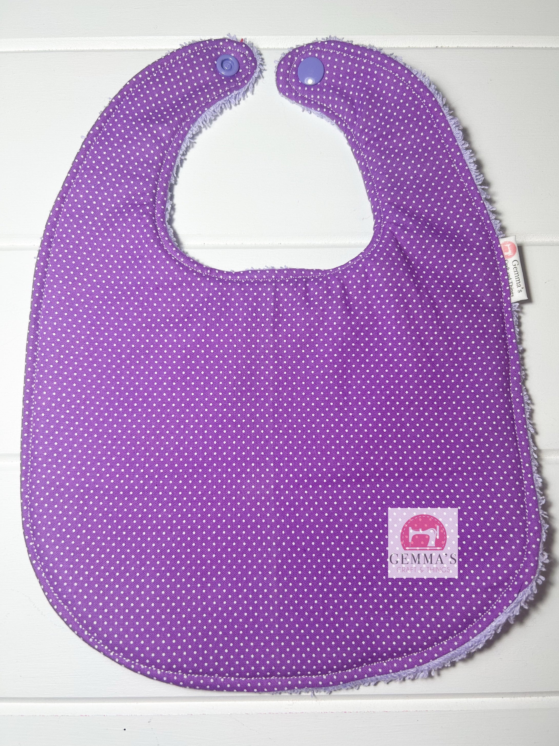 Purple Polka Dot Feeding Bib