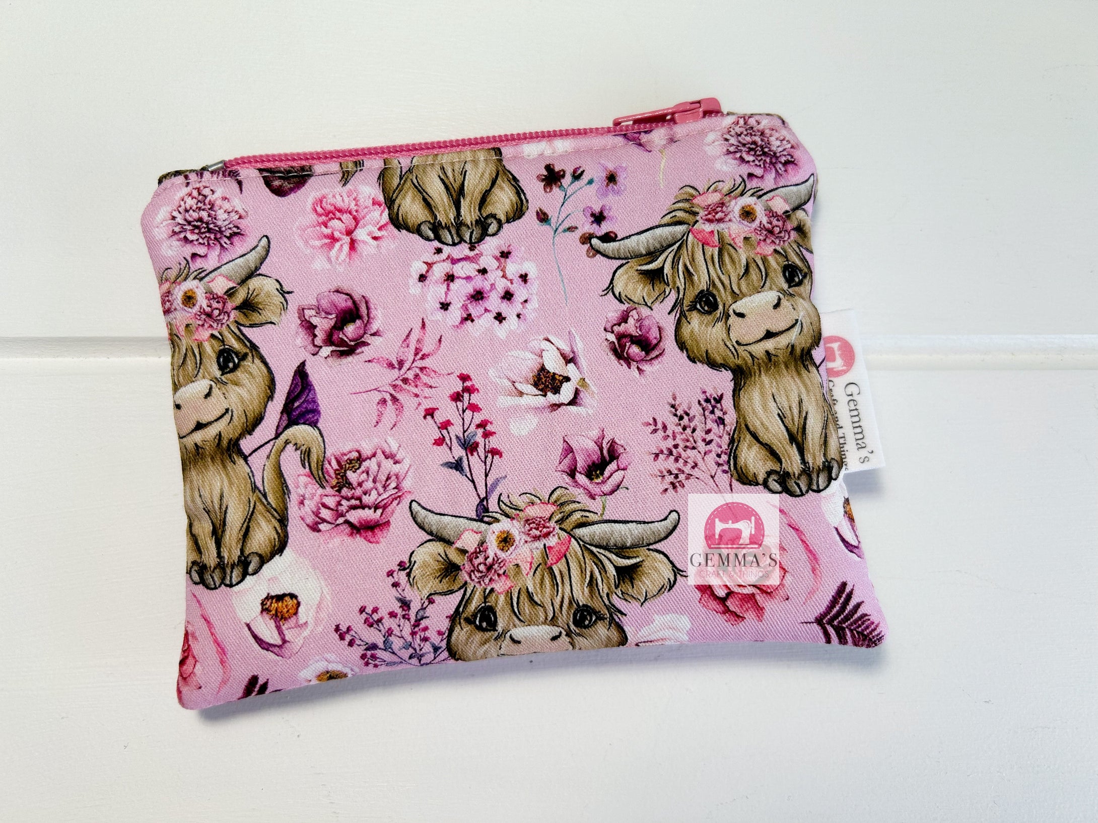 Meave Floral Highland Cow Coin Purse