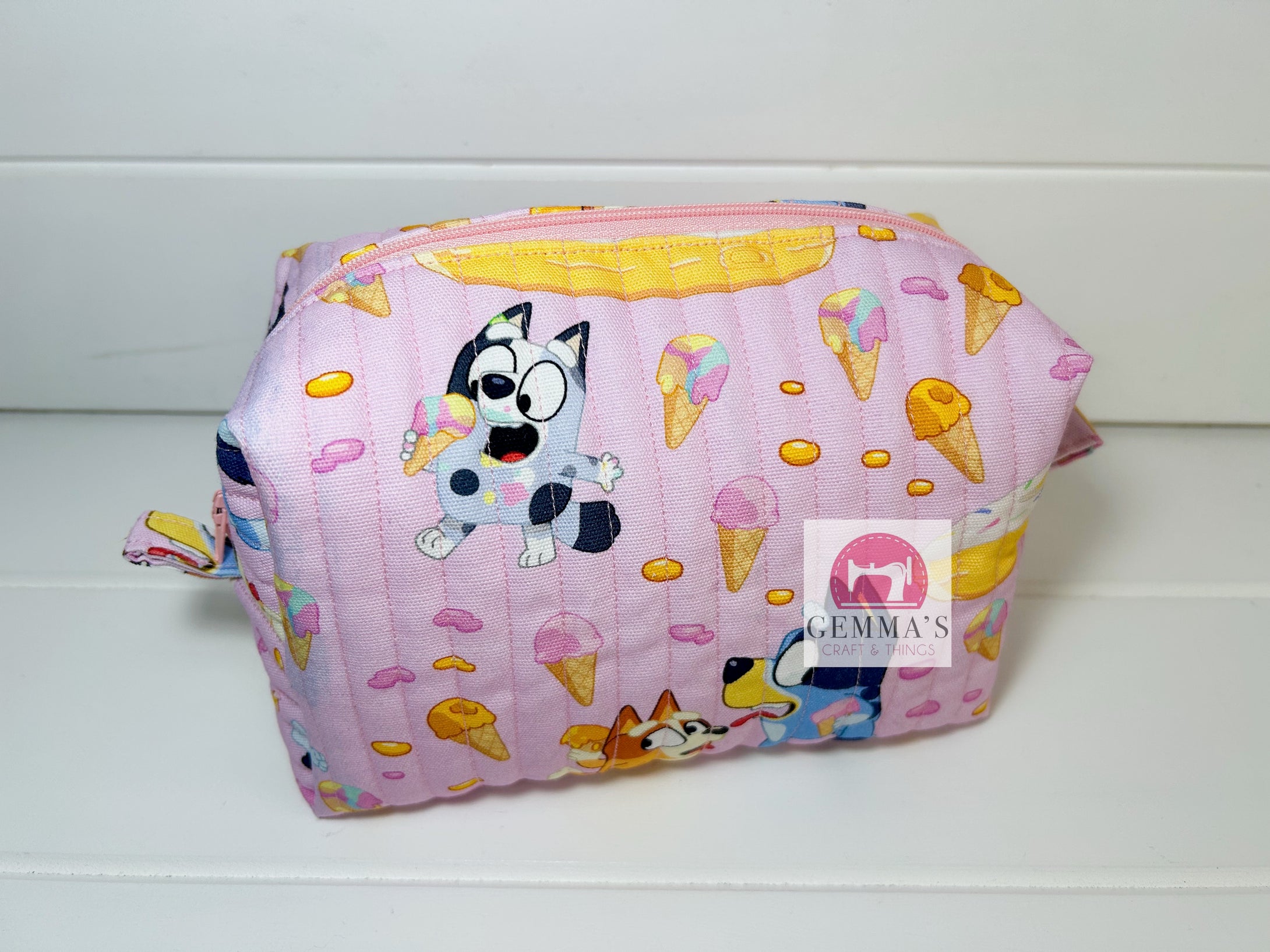 Pink Dog Quilted Pouch