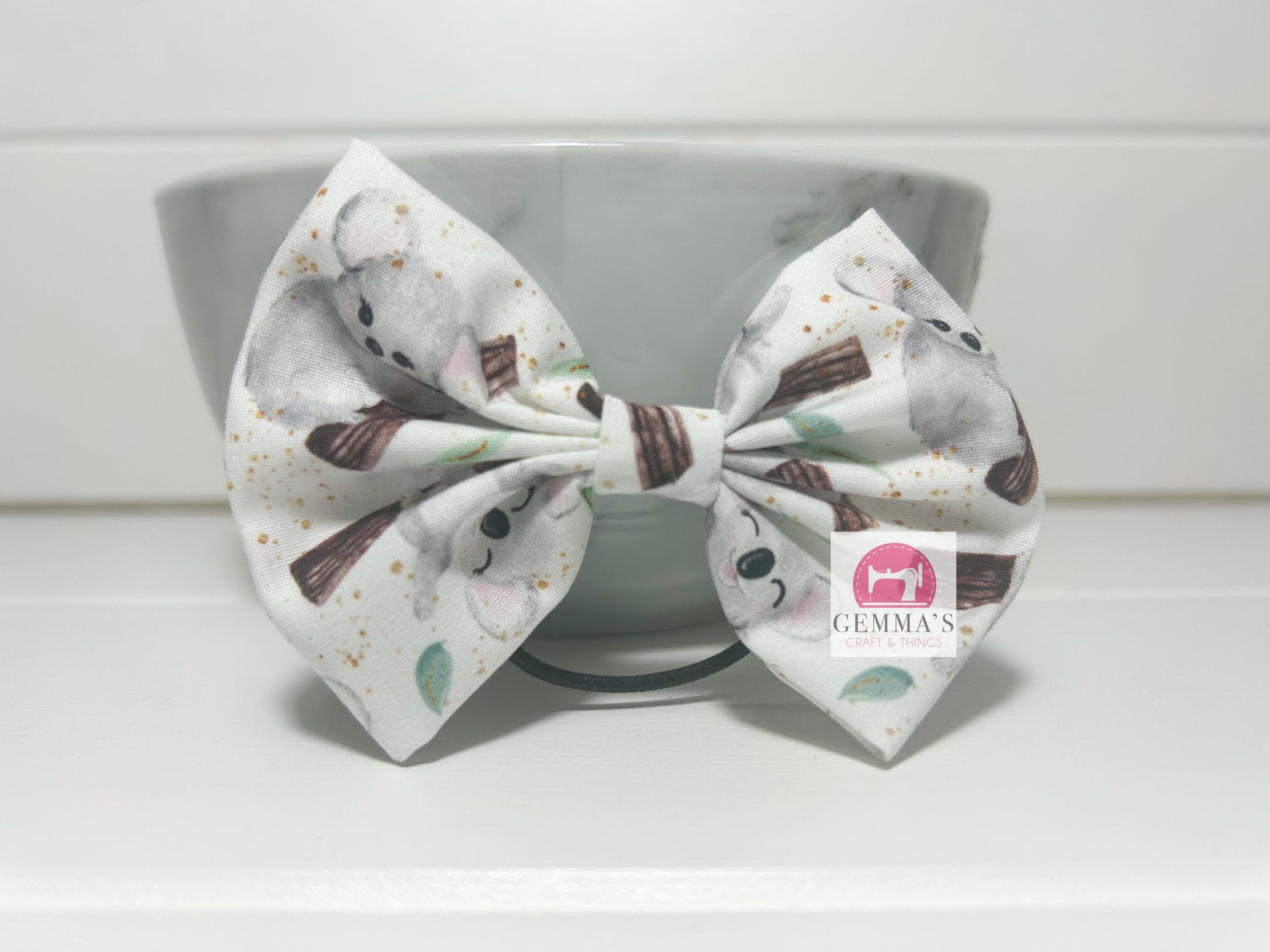 White Koala Large Bow