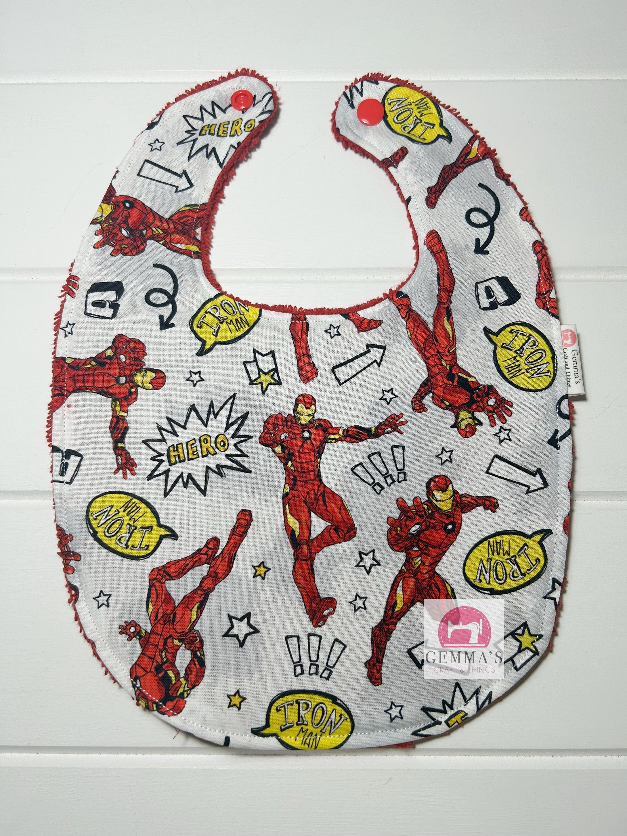 White Superhero Feeding Bib