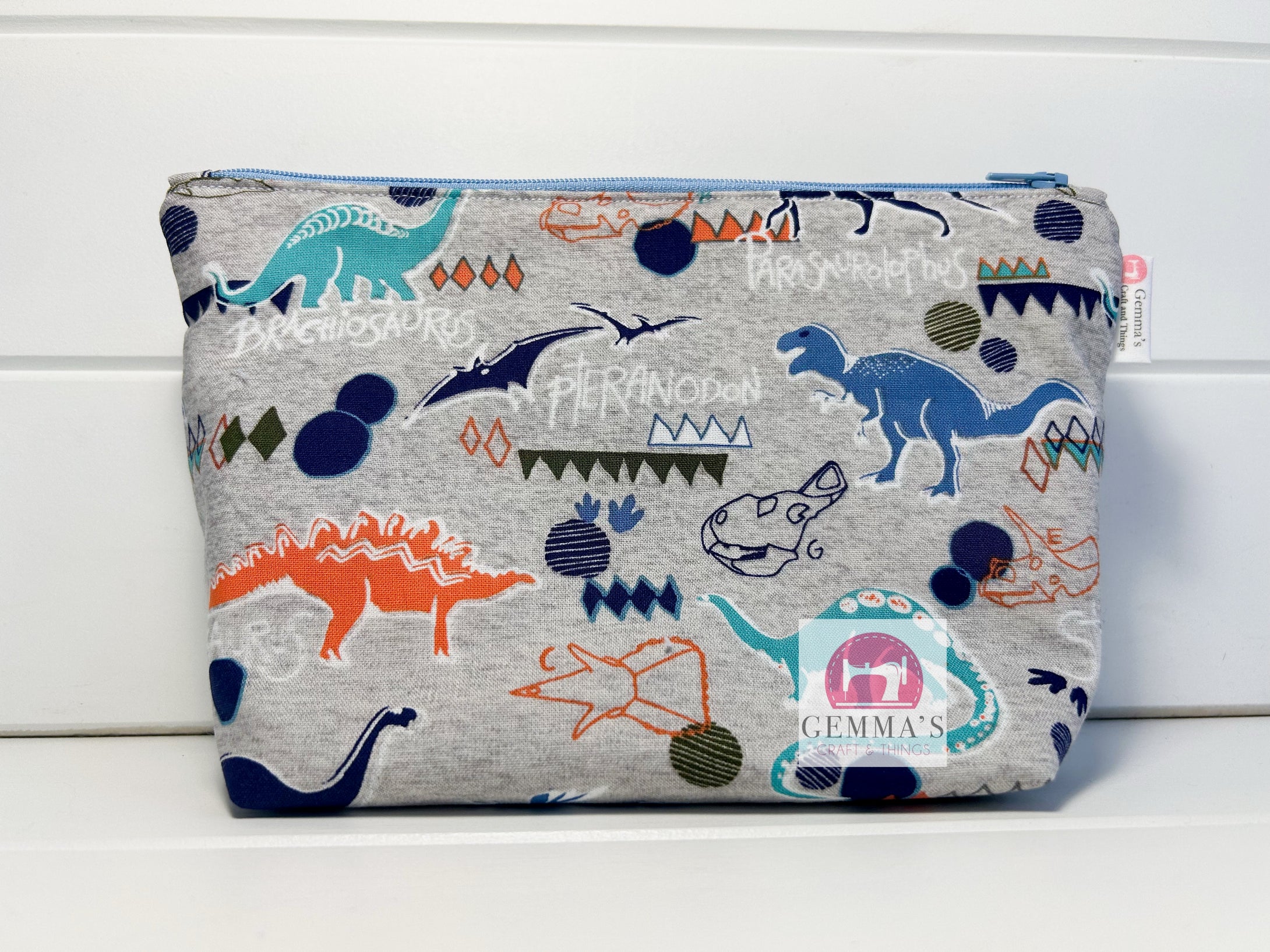 Orange Dinosaur Zip Up Pouch